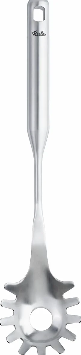 Fissler Essential/łyżka do spaghetti ze stali nierdzewnej (34 cm), duża łyżka do makaronu, z oczkiem do zawieszania, nadaje się do mycia w zmywarce
