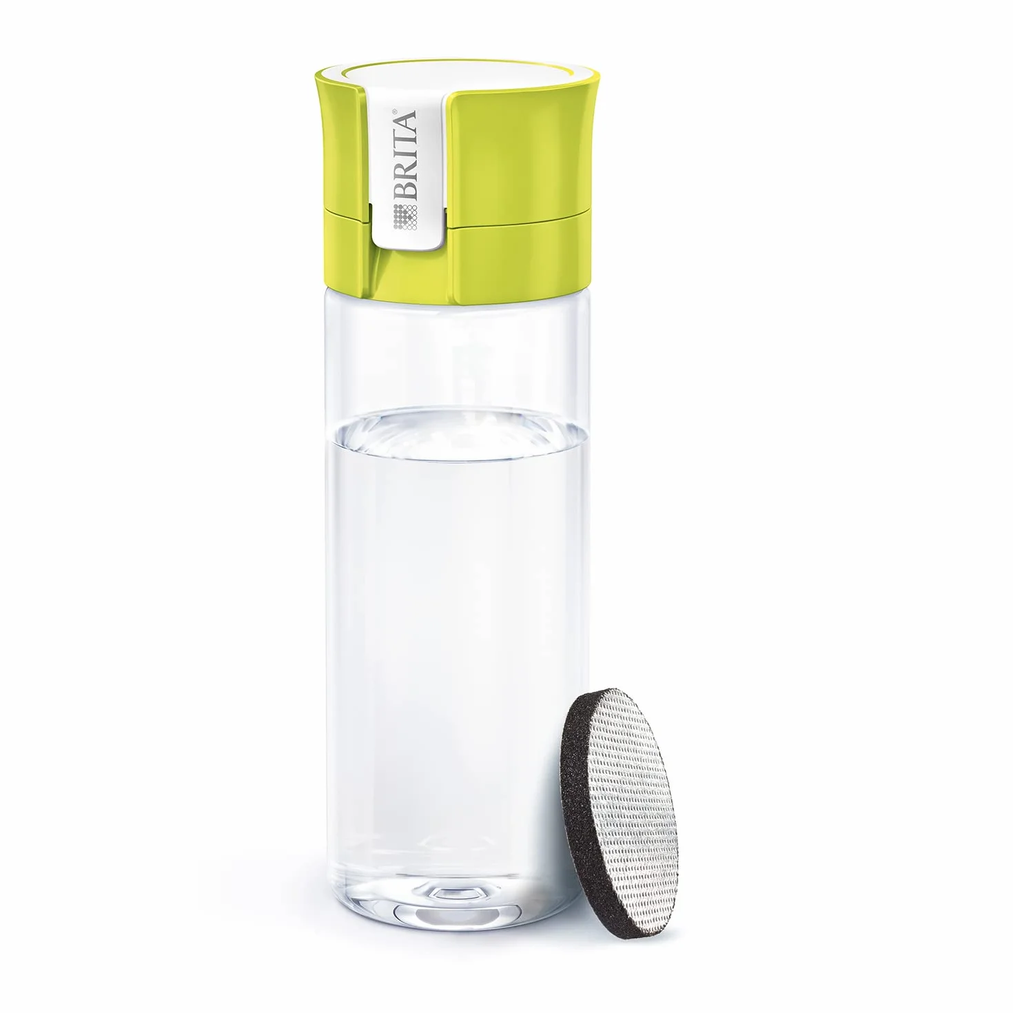 BRITA Butelka filtrująca limonkowa, 0,6L, bez BPA, smaczna, czystsza woda bez chloru i zanieczyszczeń, pozostawia cenne minerały