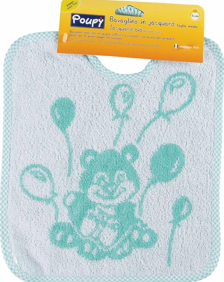 Średni śliniak Baby w gąbce, bez BPA, chłonny, zmywalny i wielokrotnego użytku, z gumką i wzorem żakardowym