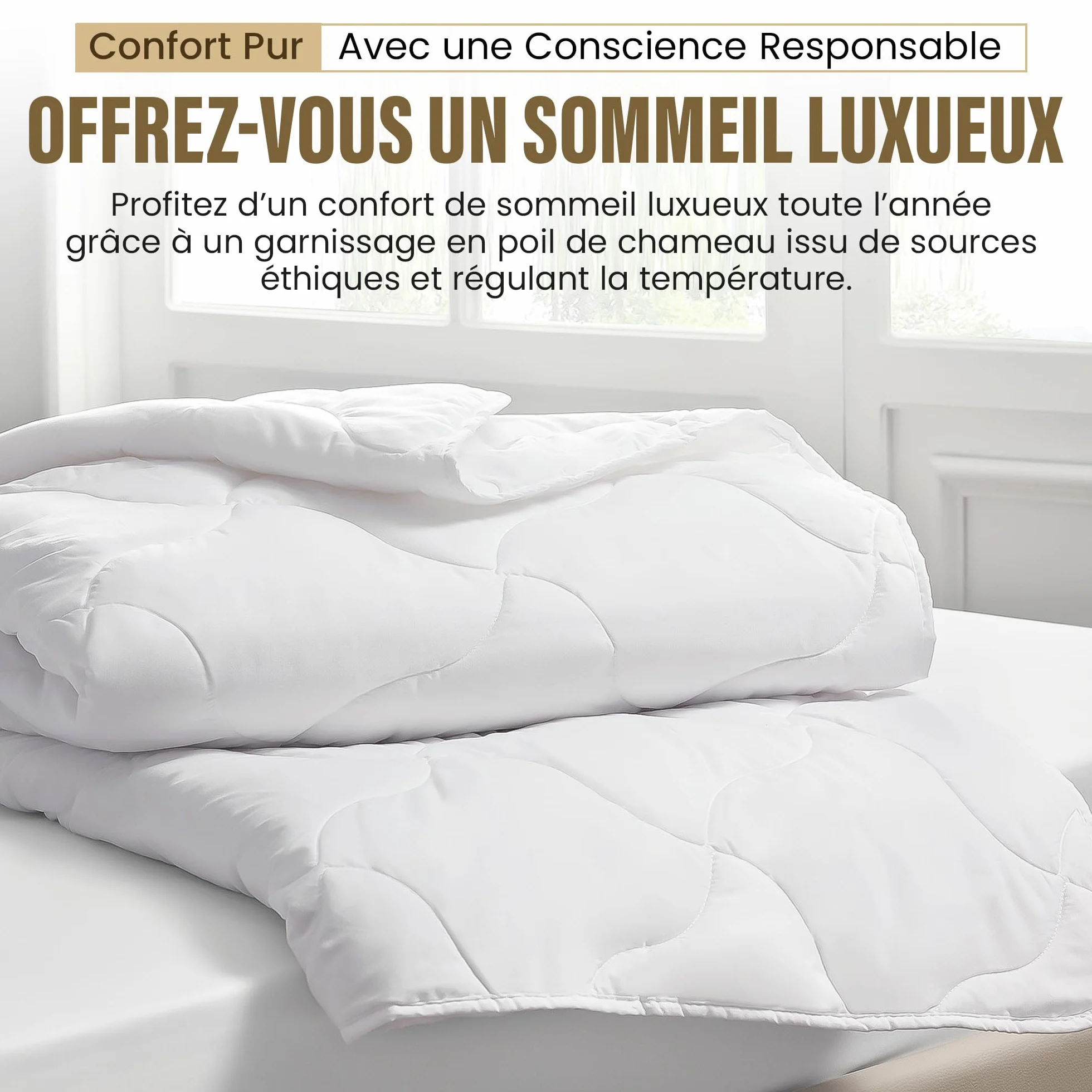 Feluna® Kołdra z Wielbłądziego Włosia 4-Sezonowa, 135x200 cm | Wypełnienie 500 g/m² – oddychająca kołdra całoroczna z certyfikatem Öko-Tex, etyczne pozyskiwanie