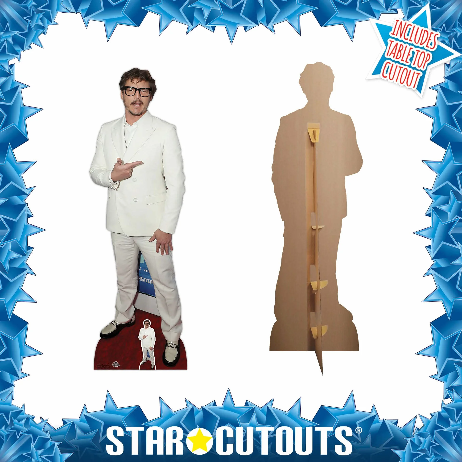 Star Cutouts CS1066 Pedro Pascal biały garnitur Lifesize kartonowe wycięcie