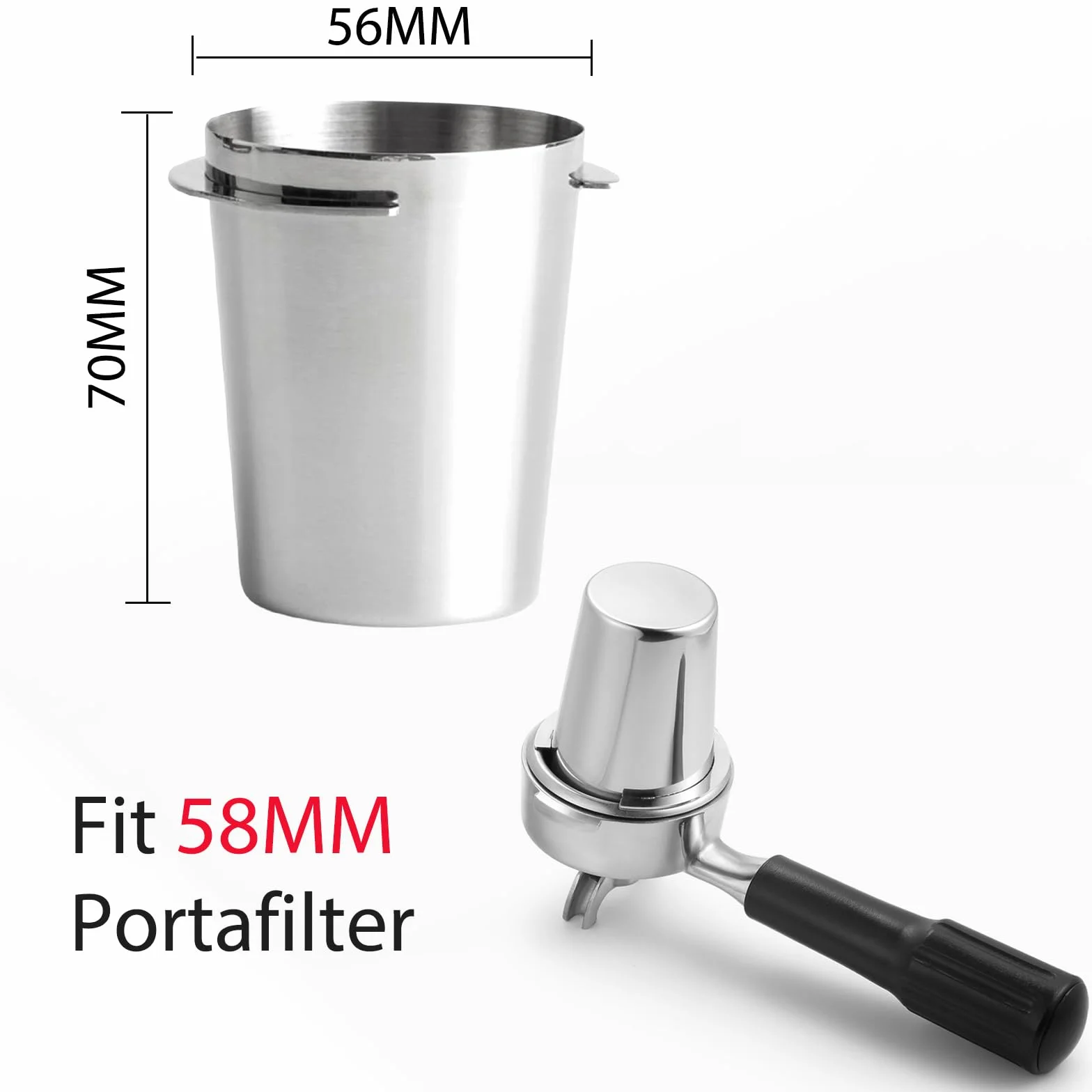 58 mm kubek dozujący, akcesoria kawowe dla baristy, kubek dozujący do espresso, pasuje do 58 mm portafiltera baristy, stalowy kubek dozujący do kawy, 58 mm lejek dozujący do ekspresu do kawy