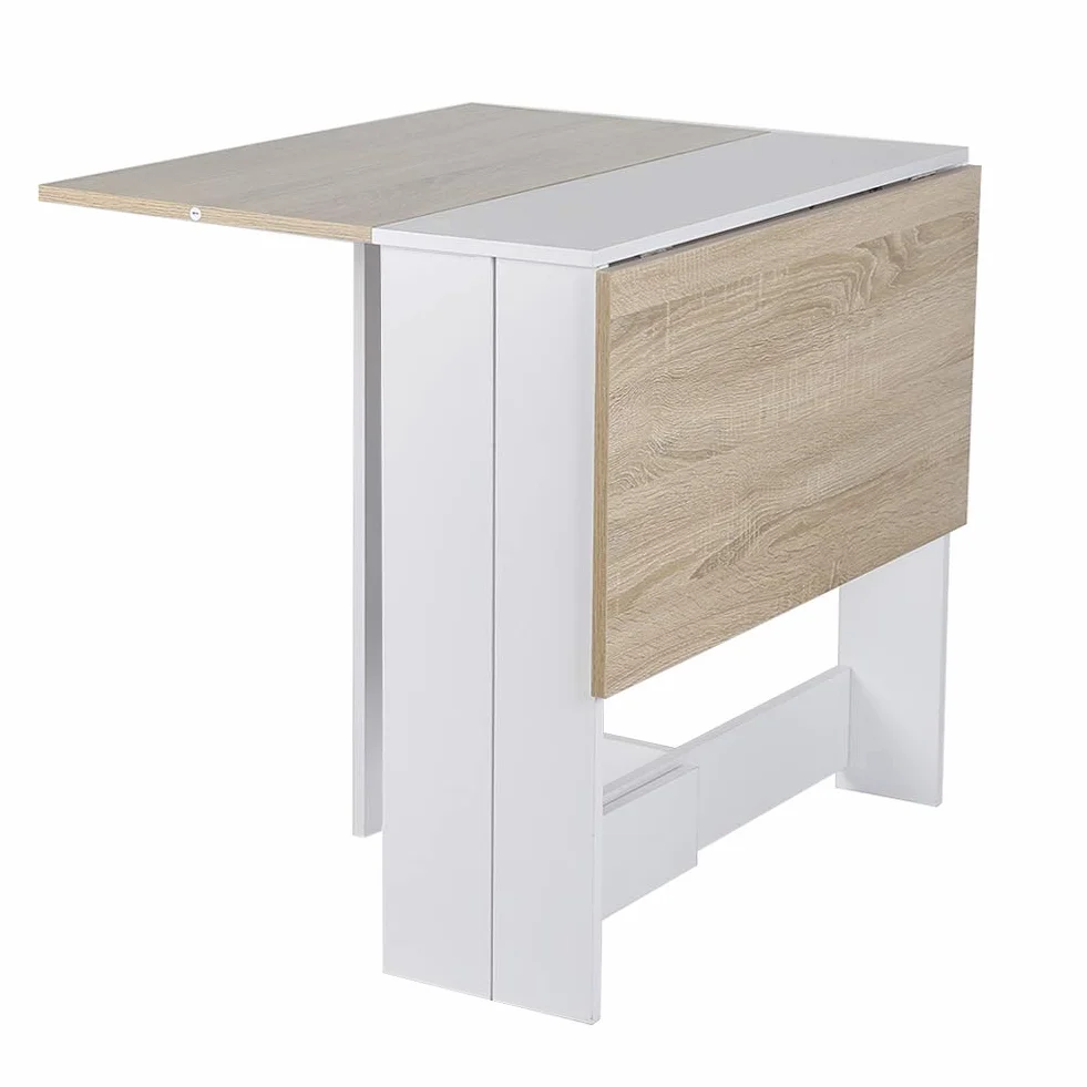 Składany stół kuchenny 102,5 × 76 × 73 cm stół jadalny rozkładany stół do salonu (biały+dąb)