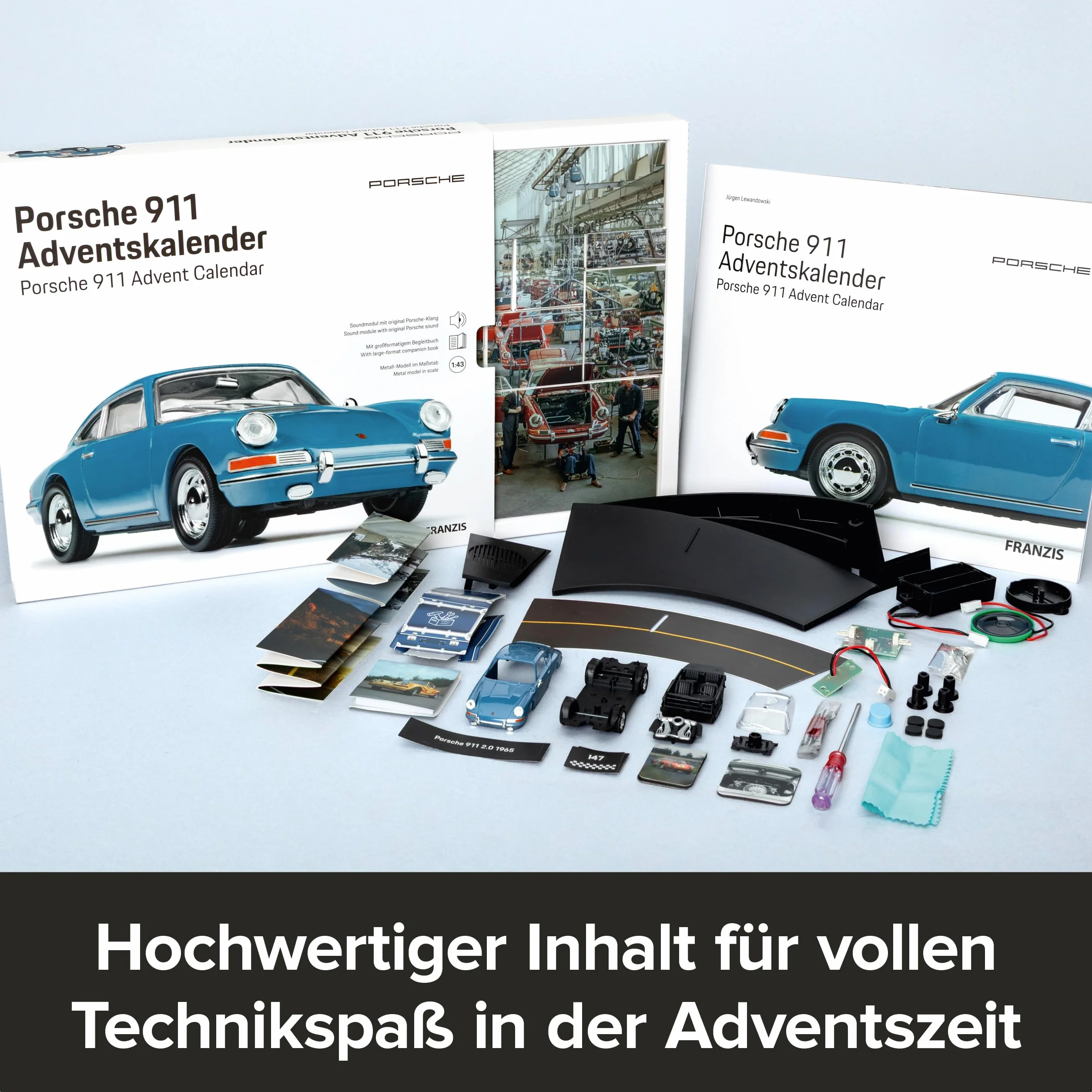 FRANZIS 67664 - Porsche 911 Adventskalender Emailleblau