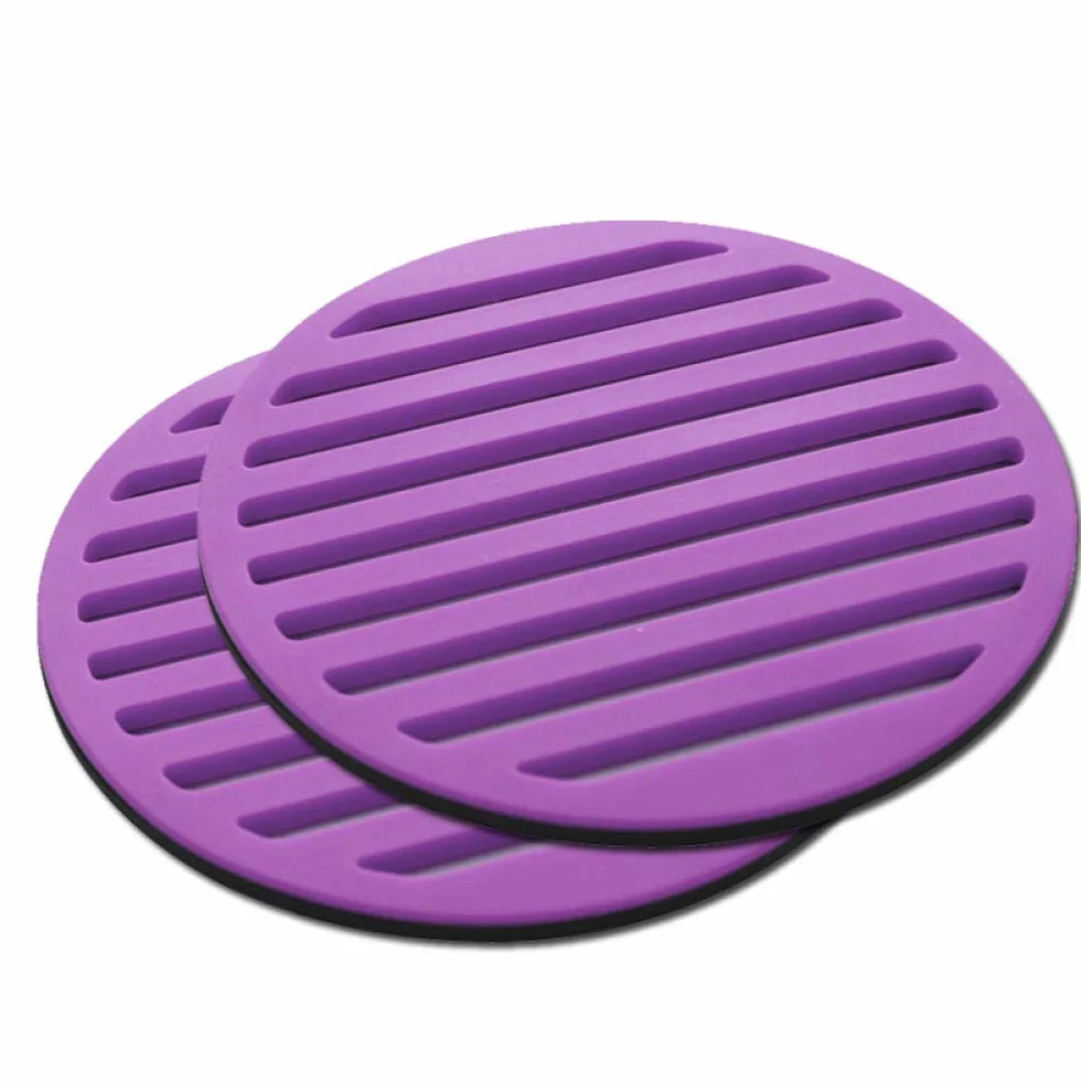 okrągła podkładka, Okrągły stół jadalny, stop silikonu, zestaw mat izolacyjnych, podkładka pod garnek, miskę, talerz, niebieski(Purple (2 Pieces))