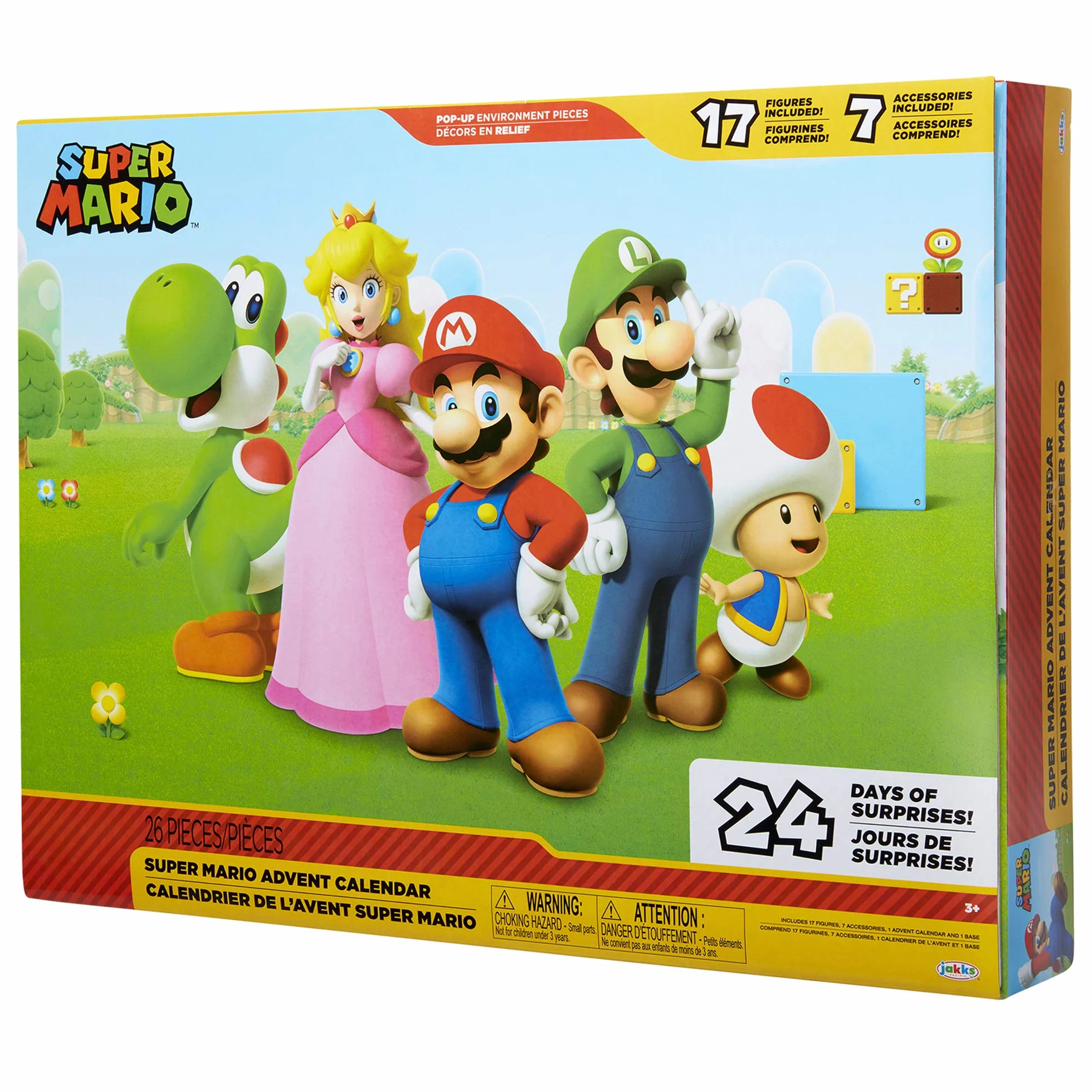 Kalendarz adwentowy Nintendo Super Mario od JAKKS Pacific, 24 dni niespodzianek z tajemniczymi postaciami i akcesoriami! Figurki w skali ok. 3,8 cm, świetny prezent dla dzieci i kolekcjonerów