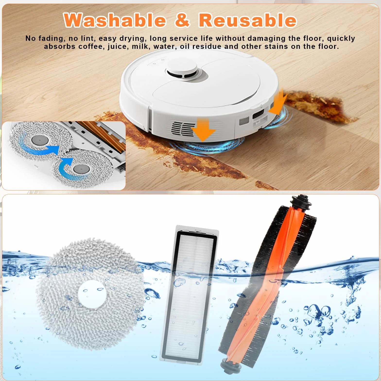 Zestaw akcesoriów kompatybilny z Xiaomi X20+ Robot Vacuum, 1 x szczotka główna 4 szczotki boczne 4 filtr HEPA 4 mop kompatybilny z Xiaomi X20 akcesoria zamienne do odkurzacza