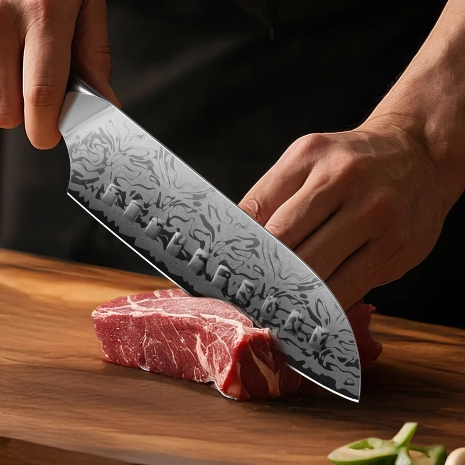 SHAN ZU Damascus Santoku-mes, 18 cm Japans keukenmes, gemaakt van 91 lagen damaststaal en SG2-poederstaal, handgesmeed professioneel koksmes, ergonomisch handvat van esdoornhout - White Tiger-serie