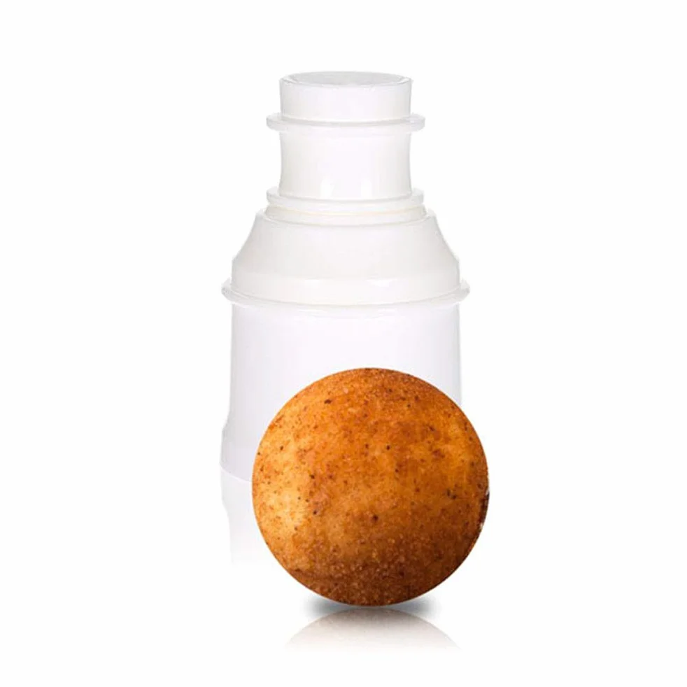 Syrisora foremka do arancini z mięsem, foremka na nadziewane pulpeciki, foremka na kulki ryżowe, plastikowa łyżka, przybory kuchenne do gotowania, prasa stożkowa, zestaw DIY (Biały
