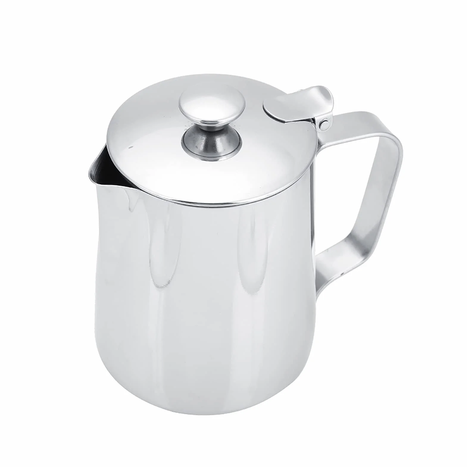 Dzbanek do Mleka ze Stali Nierdzewnej do Serwowania Kawy z pokrywką Kubek do Kawy ze Stali Nierdzewnej Kubek Szkło do Mleka do Kawy Latte Art (6000Ml) (350ml)