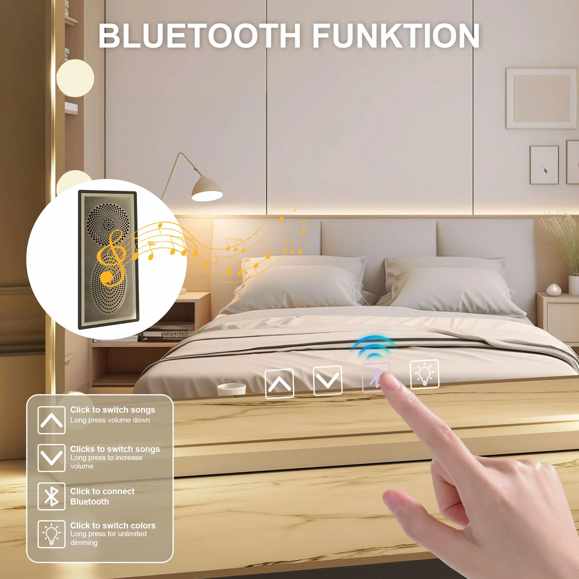 Lustro Hollywood 80 x 60 cm Z Bluetooth Z 19 lampkami LED, lustro do makijażu z wyjściem USB i 5-krotnym powiększeniem, lustro kosmetyczne Bluetooth, 3 temperatury barw światła, ekran dotykowy