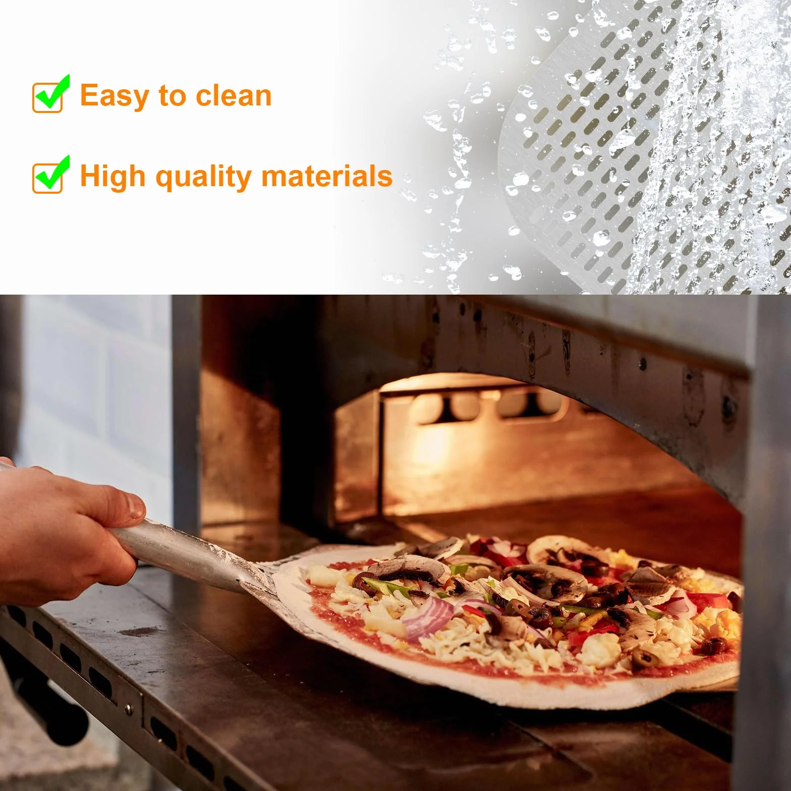 Łopatka do pizzy perforowana, 30 cm, aluminiowa, z powłoką zapobiegającą przywieraniu, zdejmowana łopatka do pizzy do pieczenia pizzy i chleba