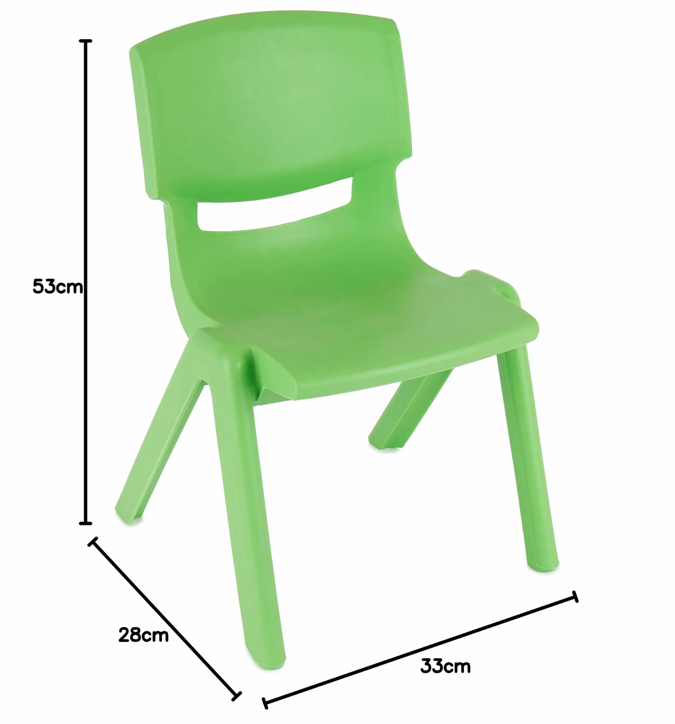 Bieco 0400002 krzesło dziecięce z tworzywa sztucznego można układać w stos, ok. 53 x 33 x 28 cm, zielone