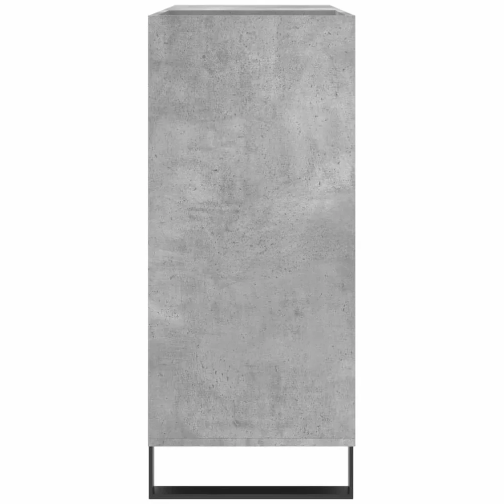 Szafa panelowa, betonowa szara z materiału drewnopochodnego z żelaznymi nogami, 84,5 x 38 x 89 cm, przestronna szafka winylowa na płyty winylowe, stabilny mebel do salonu i kina domowego