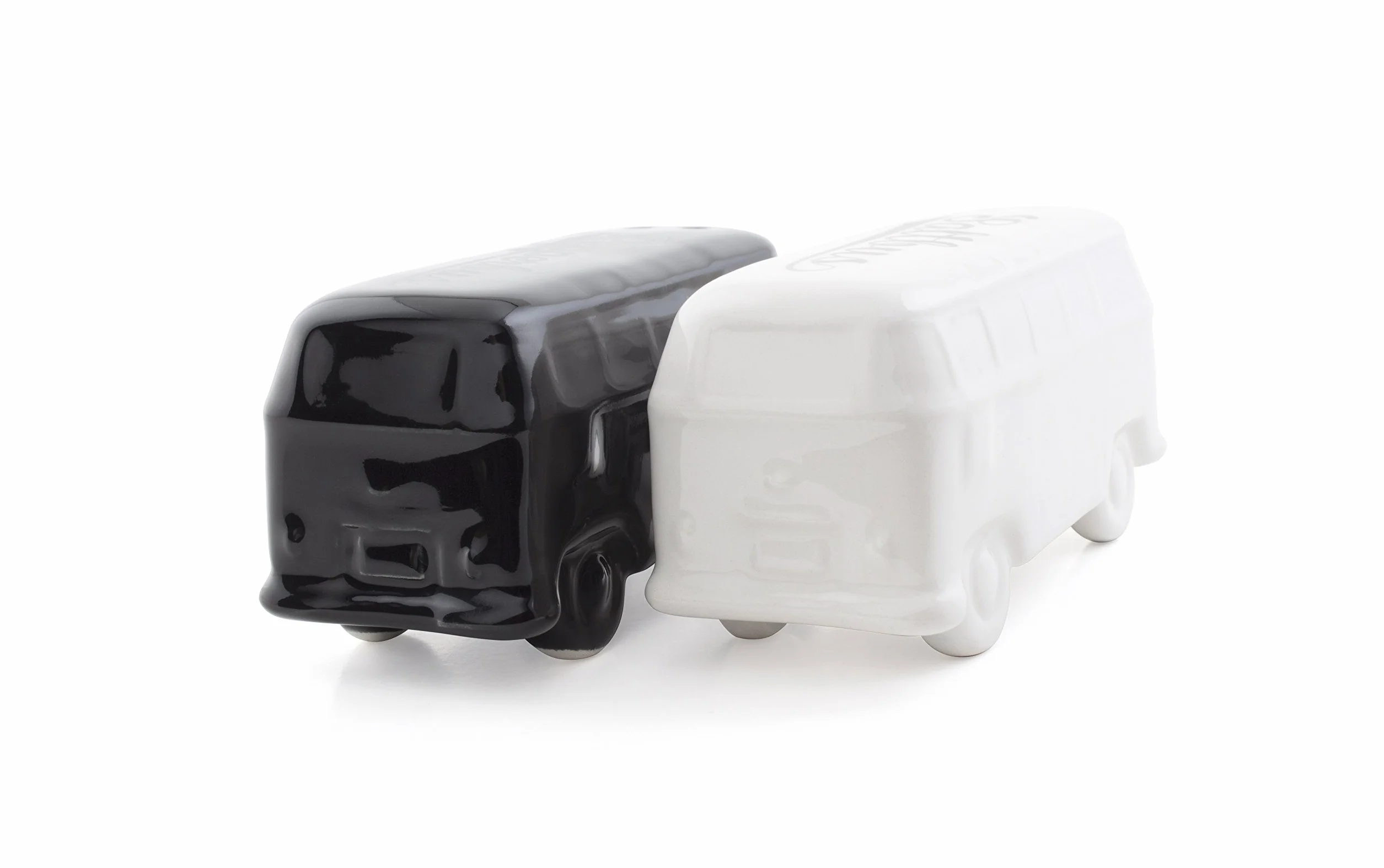 BRISA VW Collection - Volkswagen Combi Bus T1 Camper Van 3D ceramiczny zestaw solniczki i pieprzniczki, mieszacz przypraw, shaker dekoracja kuchenna/stoł/kemping, prezent (czarny/biały)