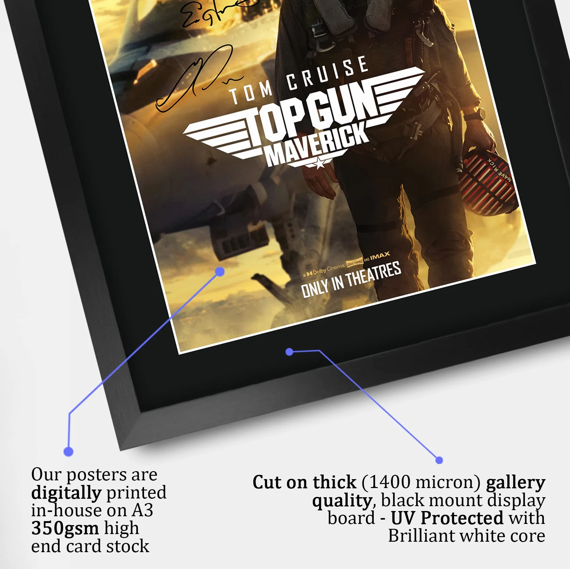 Plakat Top Gun 2 Maverick Tom Cruise Autograf Pamiątka Filmowa A3 Framed