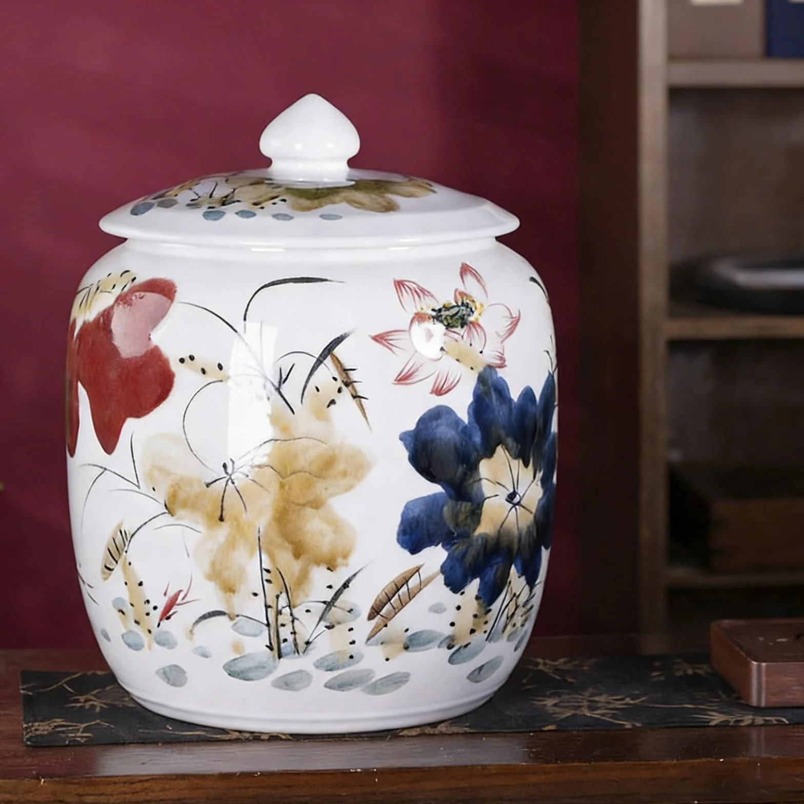 Hermetyczny ceramiczny słoik do przechowywania ryżu z pokrywką, odporny na wilgoć pojemnik na żywność na ryż, płatki śniadaniowe, suche towary, dekoracyjny pojemnik kuchenny