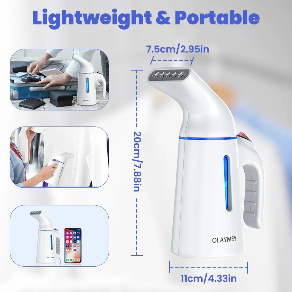 OLAYMEY Steamer Wygładzacz parowy 700 W, 40 S Szybkie nagrzewanie Żelazko podróżne Steam Iron, zbiornik na wodę 120 ml Clothes Steamer, szczotka parowa do ubrań
