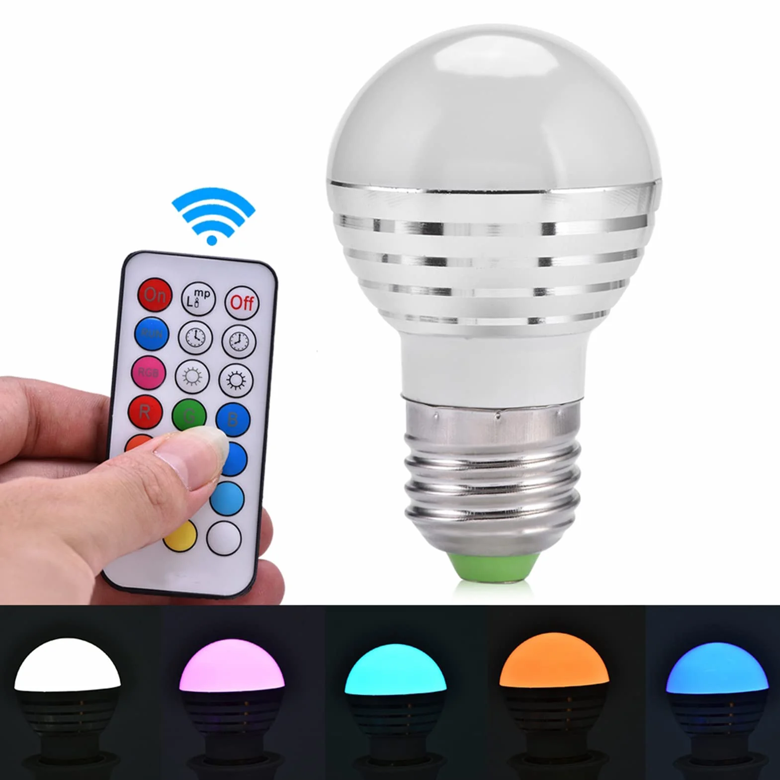 Żarówka LED RGB Zmieniająca Kolor świecy, z Zestawem Pilota, Odpowiednia do Korytarzy, Hoteli, Barów, Kawiarni, E27 3W