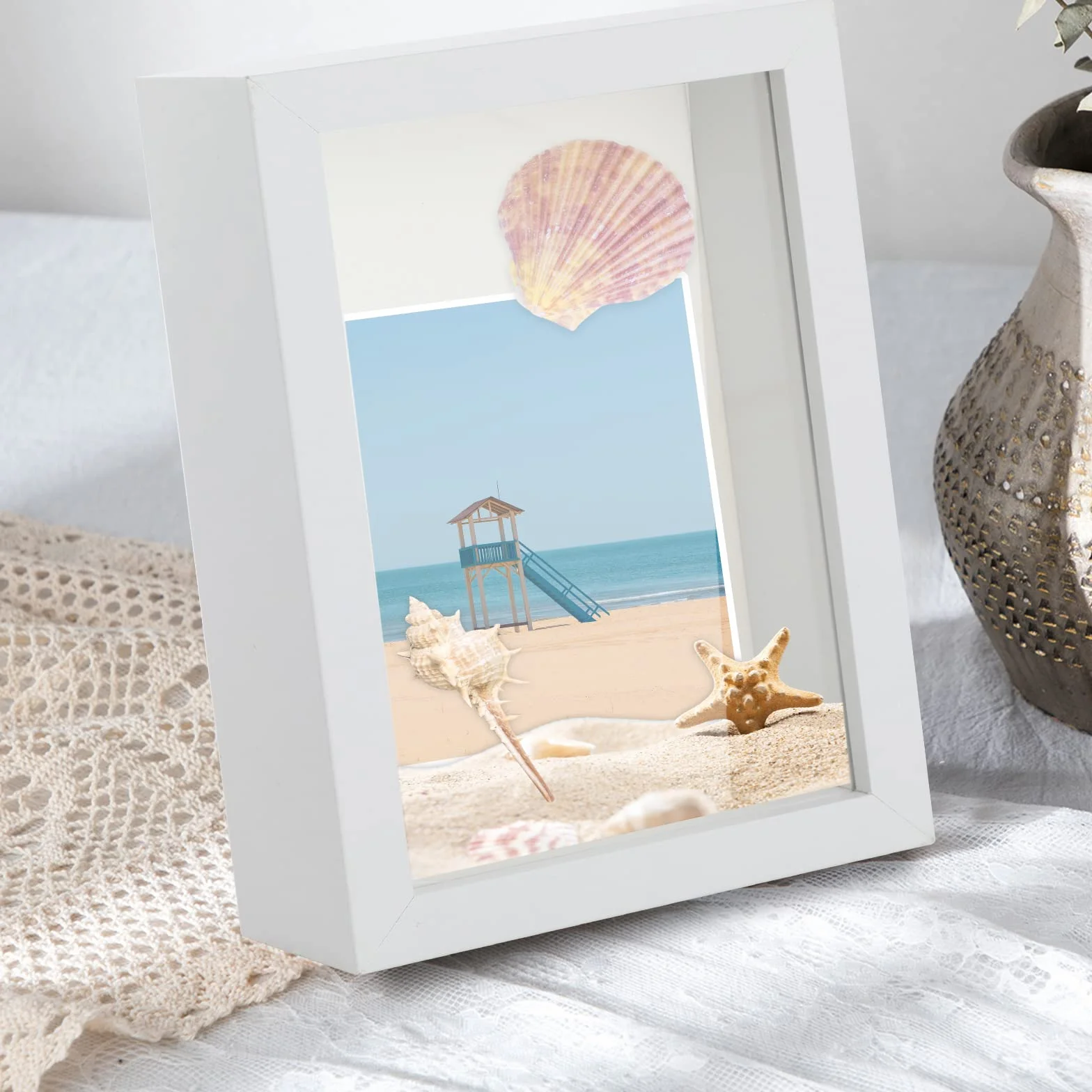 Ramka na zdjęcia 3D 15x20cm 2 sztuki głębokość 3 cm biała