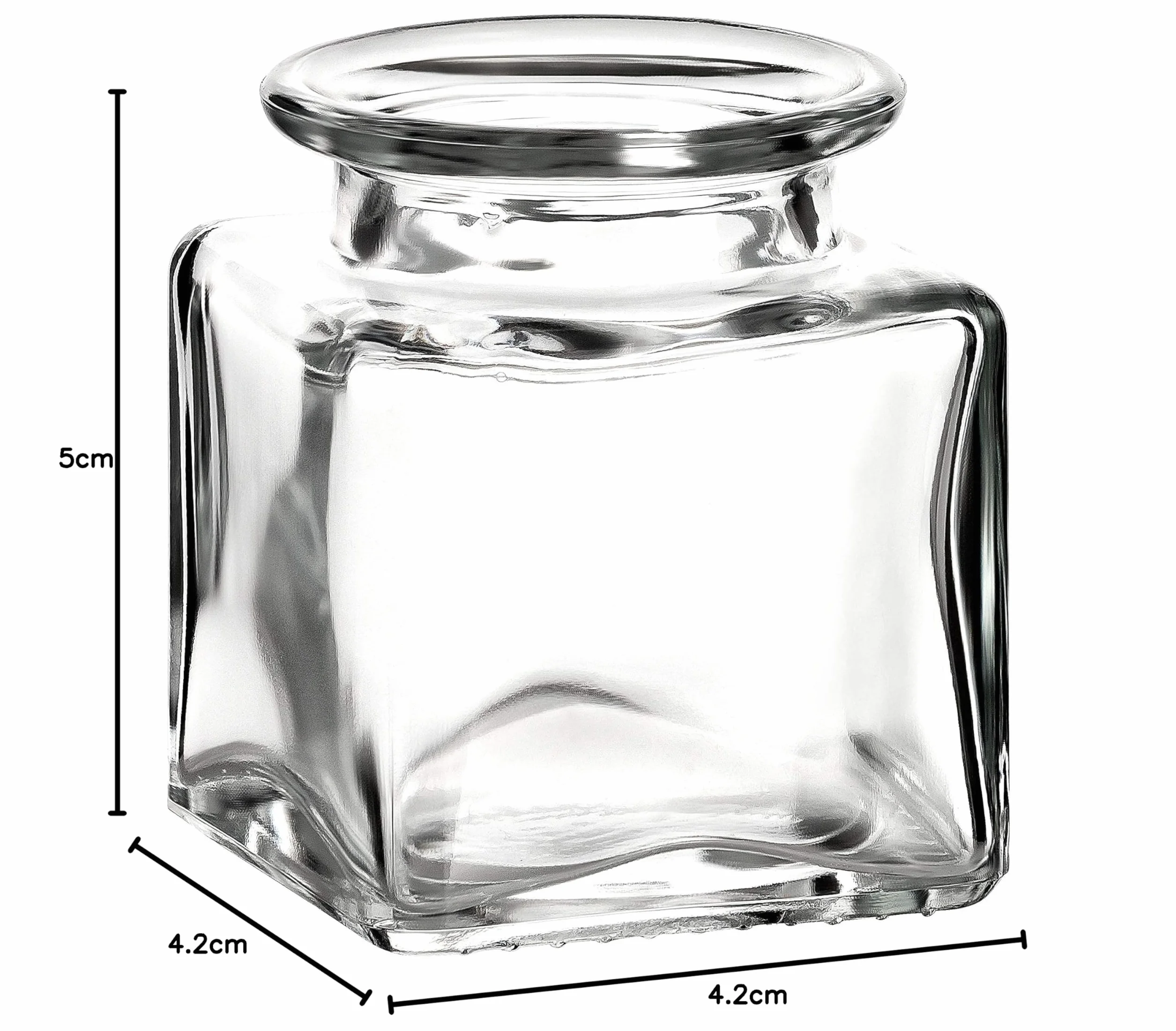 gouveo KGE050PK 24 kwadratowe słoiki na przyprawy o pojemności 50 ml z korkiem, małe słoiki z korkiem, małe słoiki do przechowywania ziół, przypraw, mały szklany słoik (KGE050PK)
