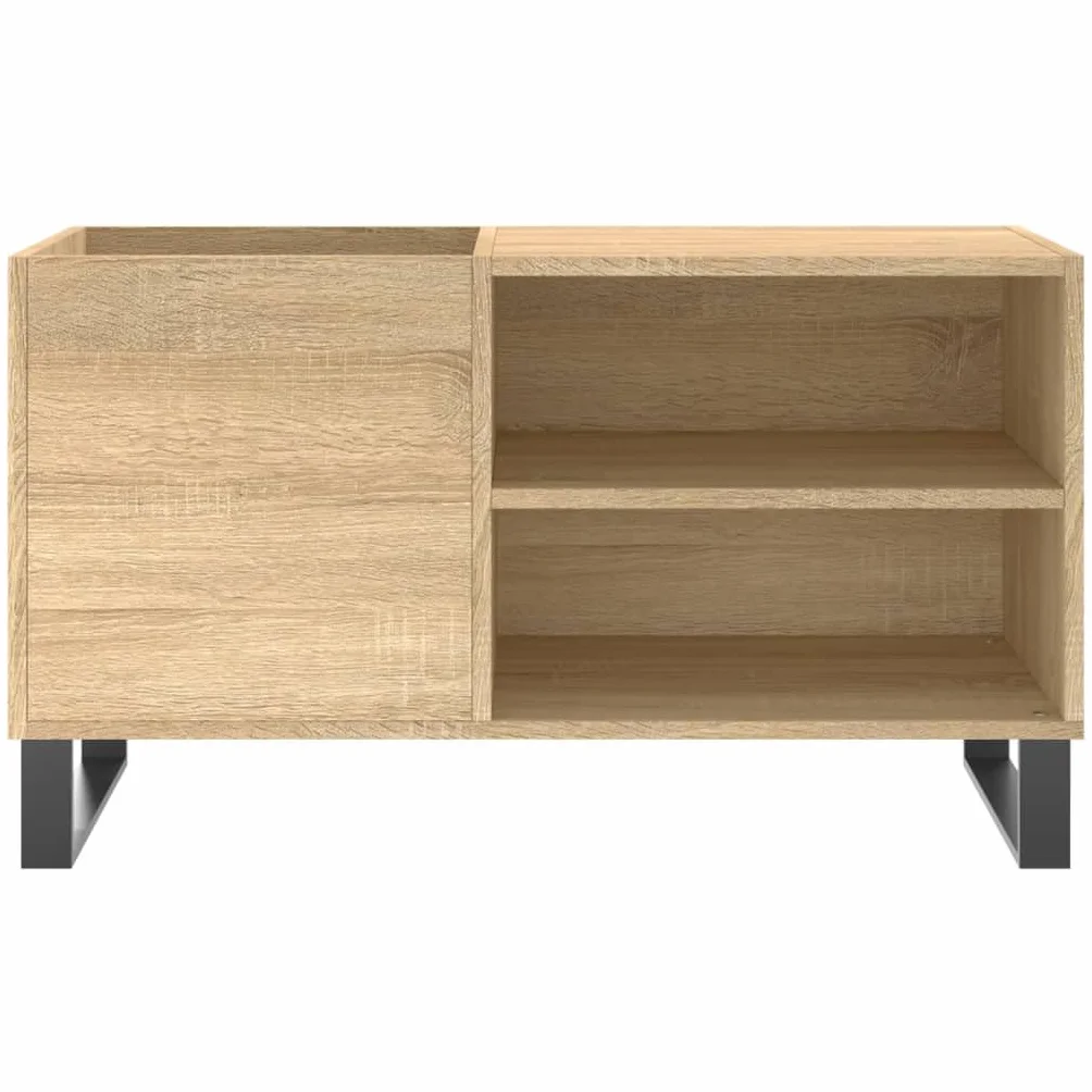 Szafka panelowa Sonoma dąb drewnopochodny, 85 x 38 x 48 cm, żelazne nogi, przechowywanie płyt gramofonowych, stabilna szafka winylowa do gramofonów, z miejscem do przechowywania płyt LP