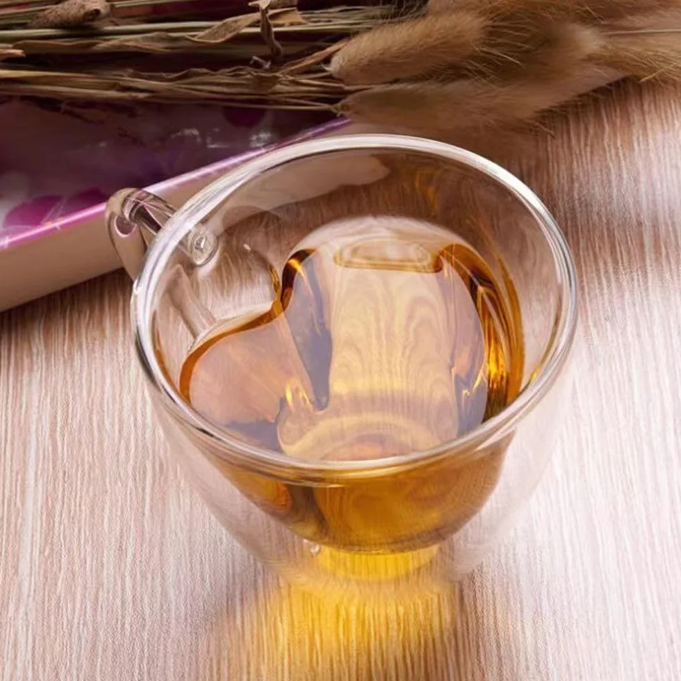 Szklany uchwyt do paska o pojemności 250 ml Dwuwarstwowy szklany kubek do herbaty, przezroczysty do gorących i zimnych napojów