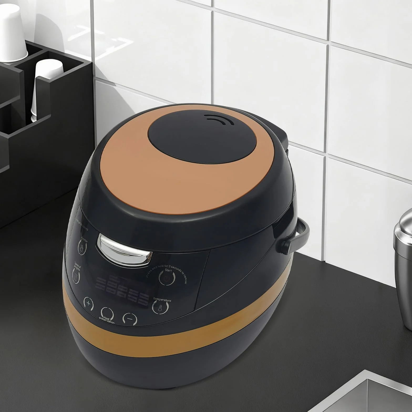 Komercyjna kuchenka z perłami, 1200 W, 8 l, z perłami, tapioką, garnek do gotowania z wstępnie ustawionymi trybami i funkcją utrzymania ciepła, do tapioki, perły, sago, puddingu, galaretki, brązowego