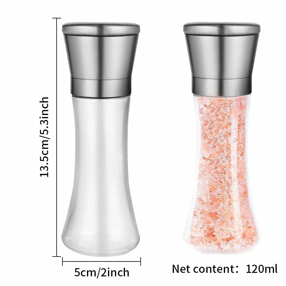 Newaner Młynek do soli i pieprzu, zestaw 2 szt., młynek do soli i pieprzu z regulowanym ceramicznym mechanizmem mielącym, zestaw młynków do chili, do różnych przypraw (zestaw 2 szt.)