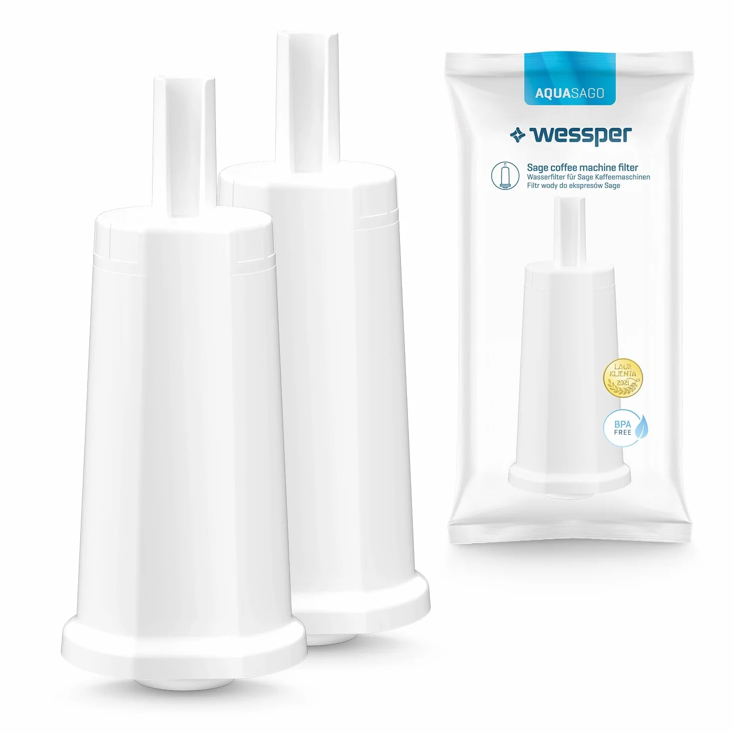 Wessper 2 Sztuk Filtr Wody do Ekspresów Sage | Akcesoria Baristyczne Zamiennik do Sage, Sage Barista Express Pro SES008, SES875, SES878, SES880, SES810, SES980, SES990, BES920, BES811