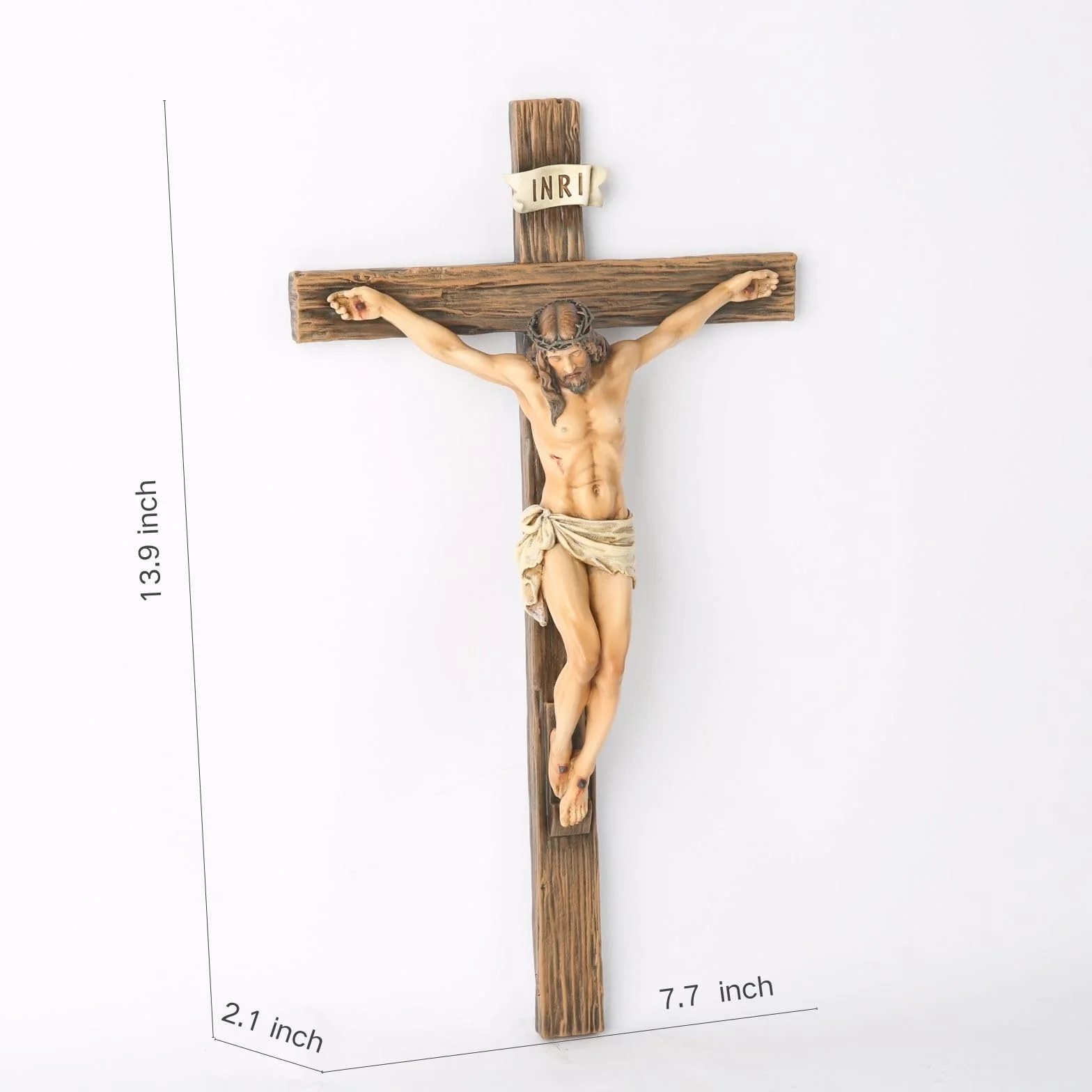 BC Katolicki Krzyż Ścienny, Inspirujący Wystrój Domu Jezusa Chrystusa, religijny pobożny prezent, 35 cm, renesansowa rzeźba, ręcznie wykonana przez Buildclassic