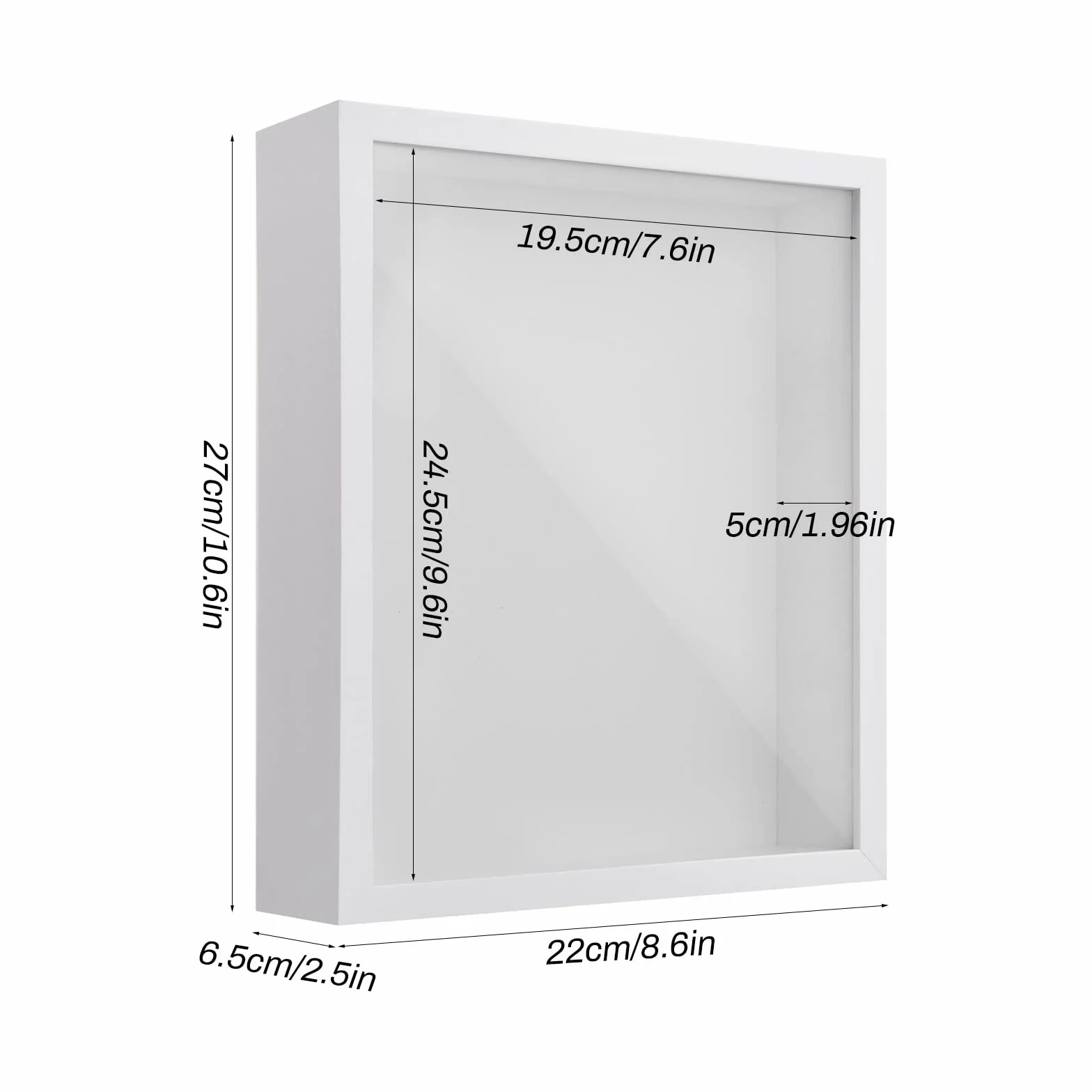 Pudełko z cieniem 3D, głęboka ramka na zdjęcia 27 x 22 cm, na blat i ścianę, drewniana ramka na zdjęcia 3D na bilety, medal, kwiaty, pamiątki, rękodzieło, białe, 5 cm