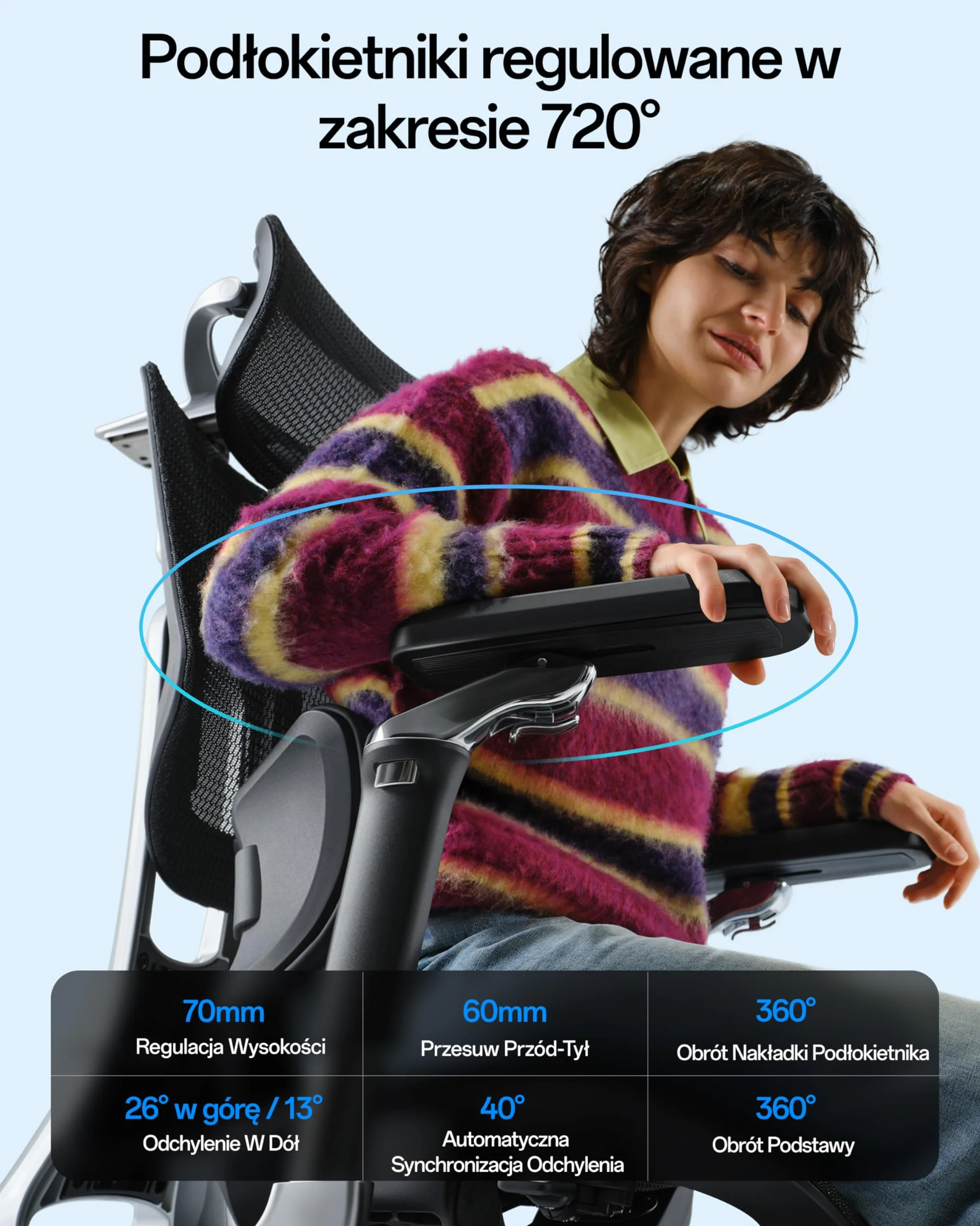 Hbada E3 Pro Edycja 2026 Ergonomiczne Krzesło Biurowe, Ergonomiczny Fotel Siatkowy z 3-strefowym Pływającym Wsparcie Lędźwiowym, Zagłówek 4D, Podłokietniki 720° (Czarne, Bez podnóżka)
