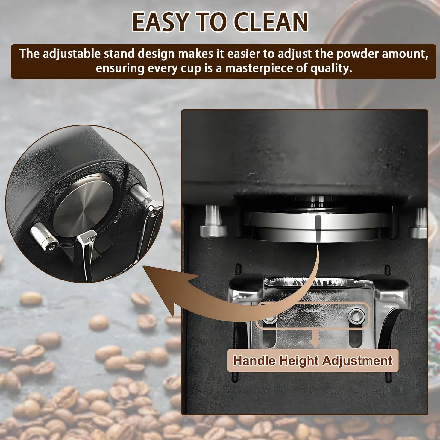 Profesjonalna prasa do kawy mielonej, automatyczny ubijak do espresso 58 mm, 1-3 cykle ubijania, ciśnienie 5-30 kg, stal nierdzewna, do kawiarni i użytku domowego Black-Flat
