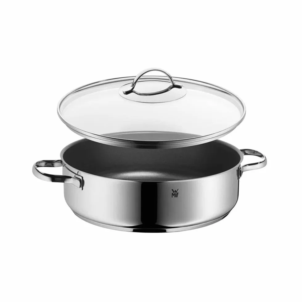 WMF Provence Plus 5-częściowy zestaw garnków indukcyjnych, bez powłoki, ze szklaną pokrywką, nadaje się do wszystkich rodzajów kuchenek, bez skalowania, polerowana stal nierdzewna Cromargan