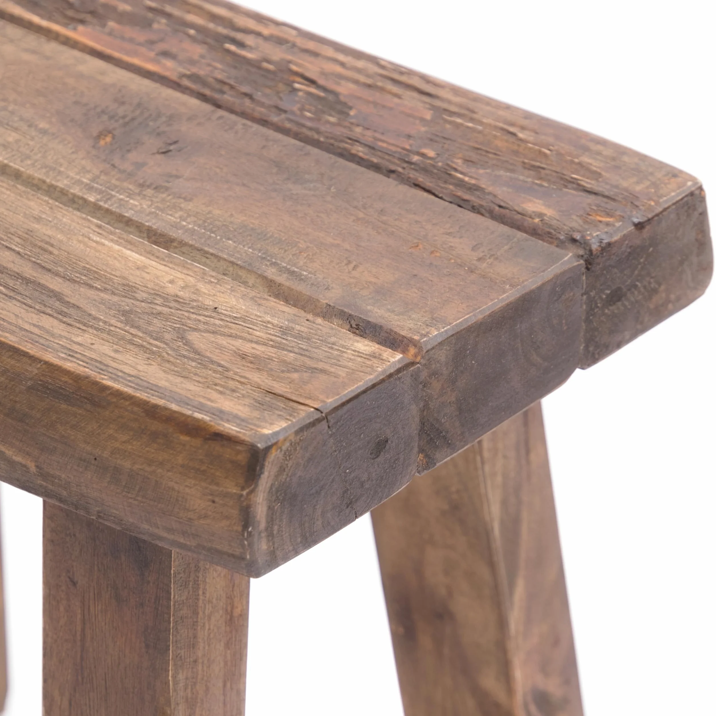 DESIGN DELIGHTS Rustykalny stołek z drewna tekowego | Brązowy | Dla roślin pomocniczych | Drewno