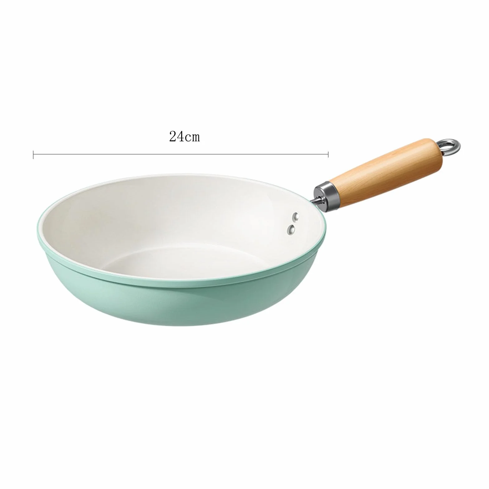 żeliwna Patelnia, Mały Rondel Z Drewnianym Uchwytem, Patelnię Do Smażonej Siatki Jajecznej, Naczynia Kuchenne Do Kuchenki Indukcyjnej Kuchenki Gazowej(Size:24CM,Color:bez lid)