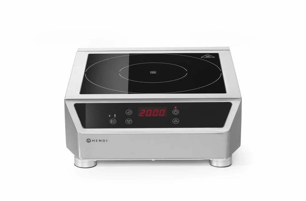 HENDI Kuchenka indukcyjna, 3500 D, do patelni o średnicy dna od ø140mm do ø280mm, zakres temperatur: od 60° do 240°C, płyta indukcyjna, 220V/3500W, 340x440x(H)120mm, stal nierdzewna, szkło