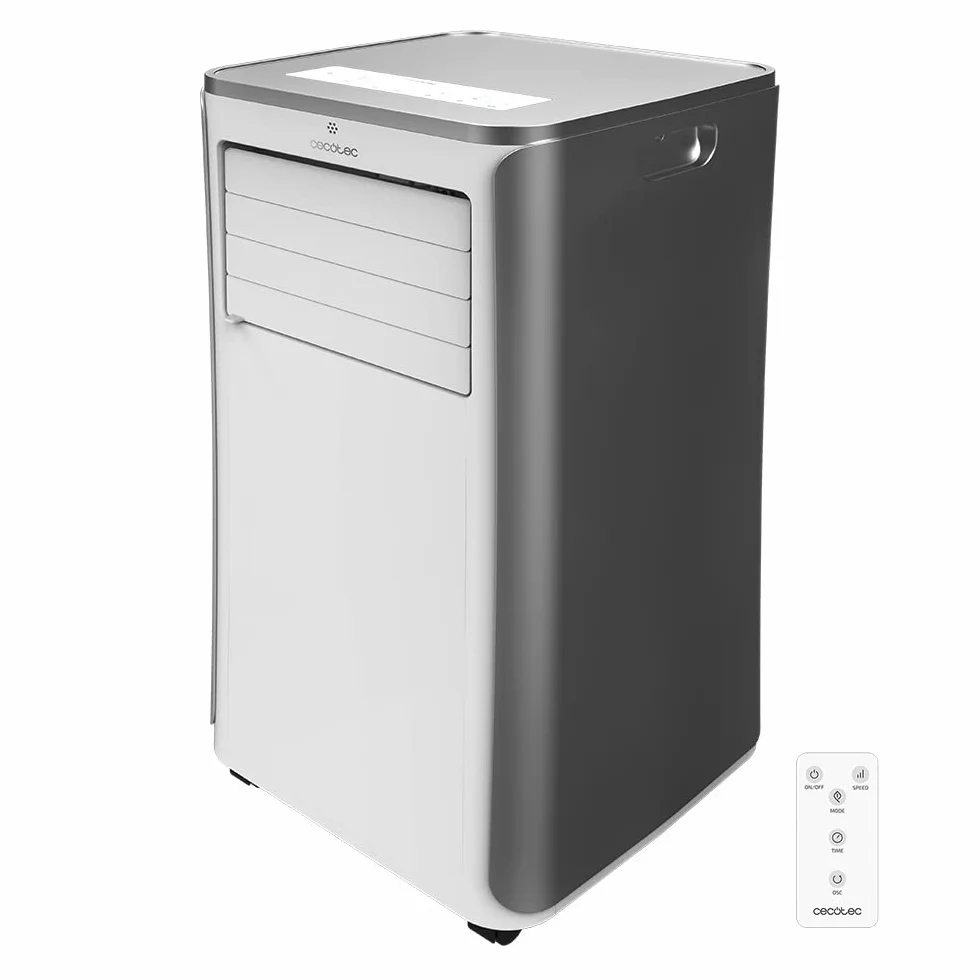 Cecotec Przenośna klimatyzacja z pilotem i pompą ciepła ForceClima 9400 Soundless Heating. 9000 BTU, wyświetlacz LED, 5 trybów, osuszanie, zasięg 20 m2