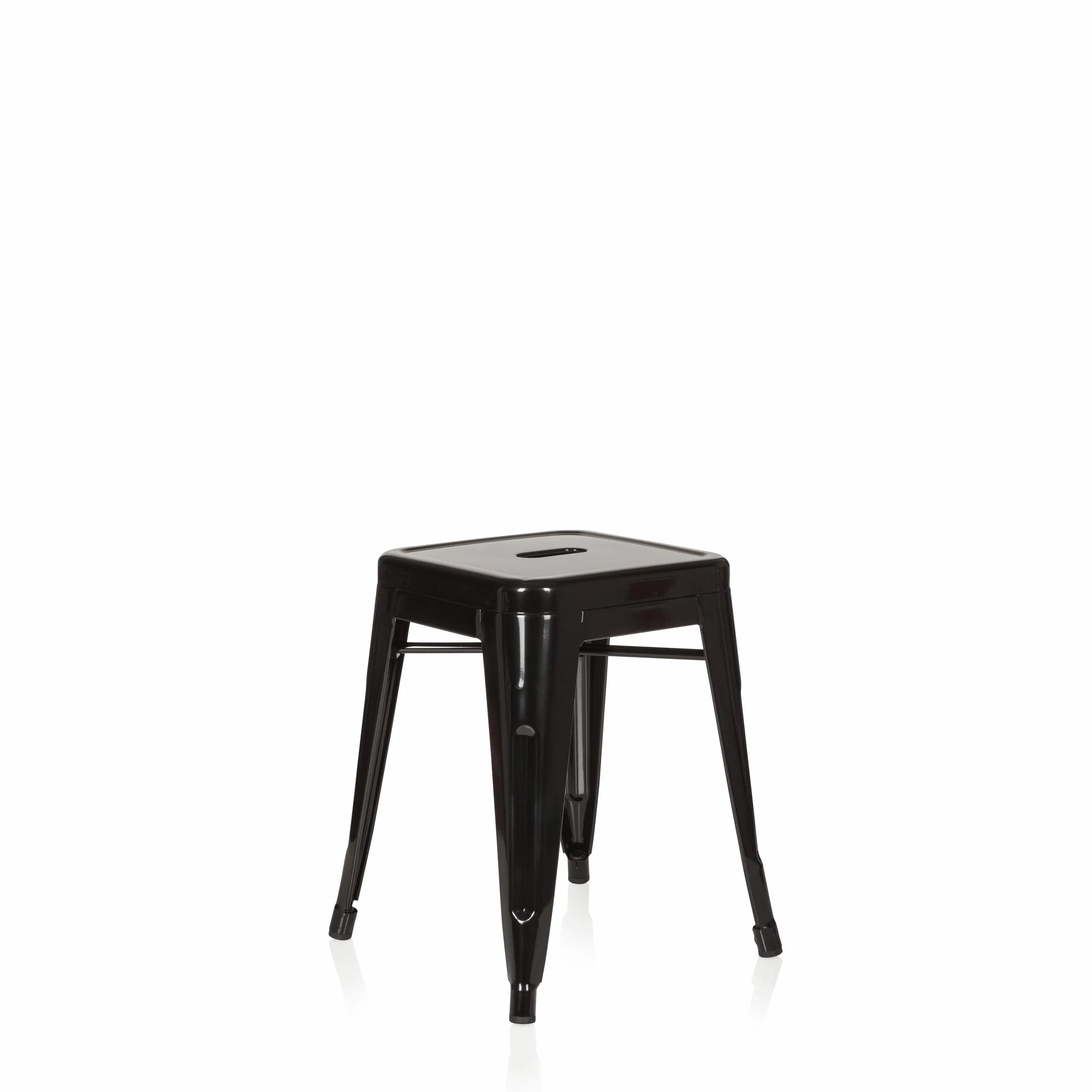 hjh OFFICE 645000 metalowy taboret VANTAGGIO czarny taboret do siedzenia w stylu industrialnym, można układać w stos, niski