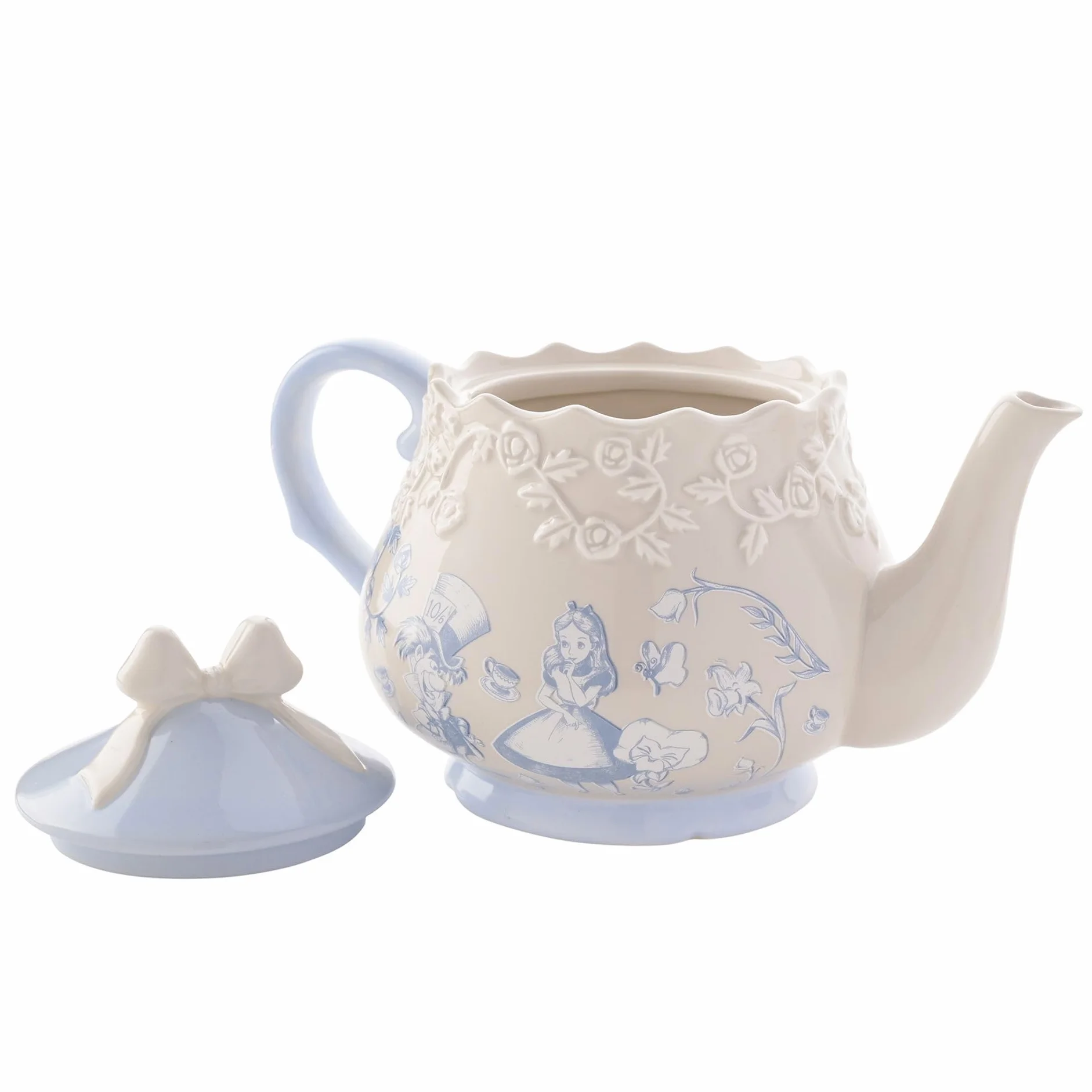 Disney - Alicja w Krainie Czarów - Ceramiczny Czajniczek - Motyw Alicji, Szalonego Kapelusznika i Róż - Wystrój i Artykuły Domowe do Dekoracji Przyjęć Ogrodowych, Hosting, Serwisu i Wyżywienia.