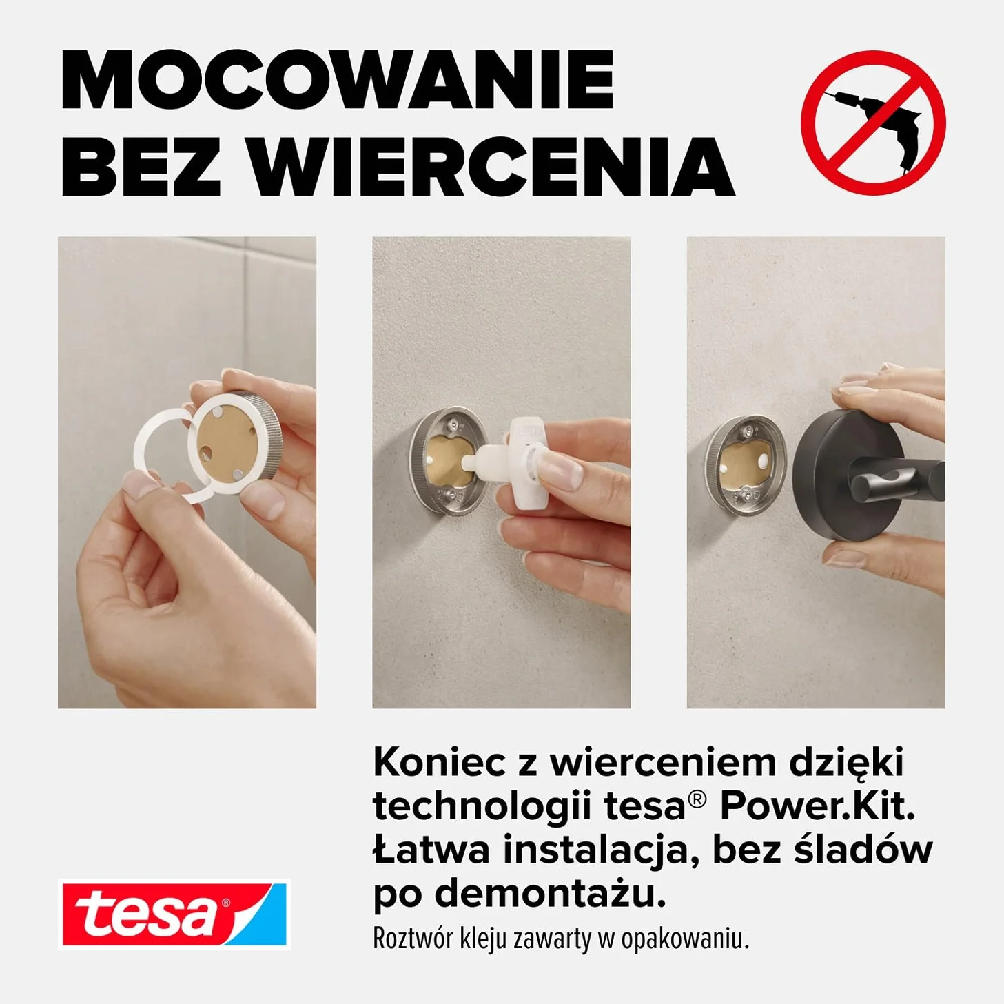 tesa MOON samoprzylepna półka prysznicowa - kolor grafitowy - jednopoziomowa i bardzo głęboka - półka prysznicowa z metalu pokrytego powłoką PVD - bez wiercenia, z klejem - 92 mm x 250 mm x 125 mm