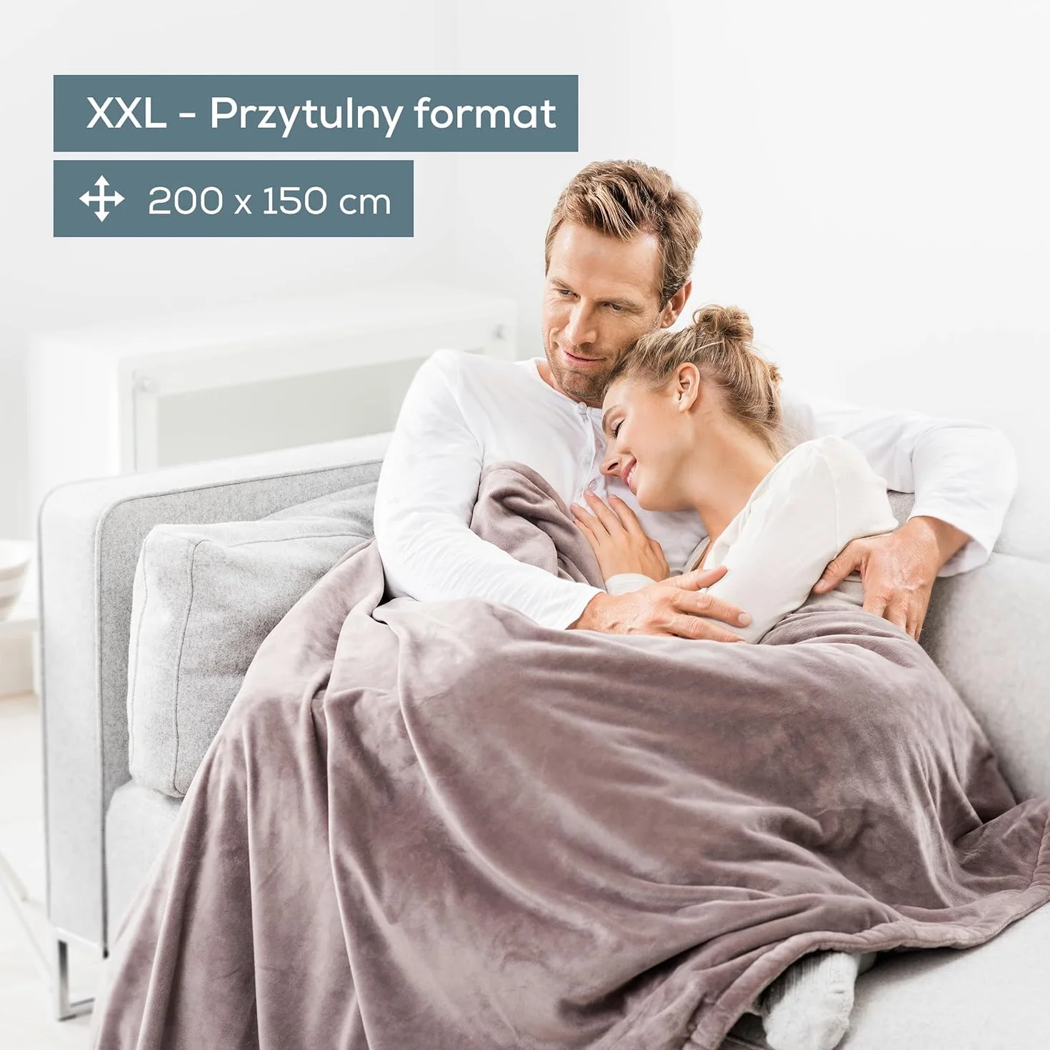 Beurer HD 150 XXL Taupe koc grzewczy, elektryczny koc z automatycznym wyłączaniem, 200 x 150 cm, 6 ustawień temperatury, możliwość prania w pralce, przytulny koc o wyglądzie futra, beżowy / brązowy