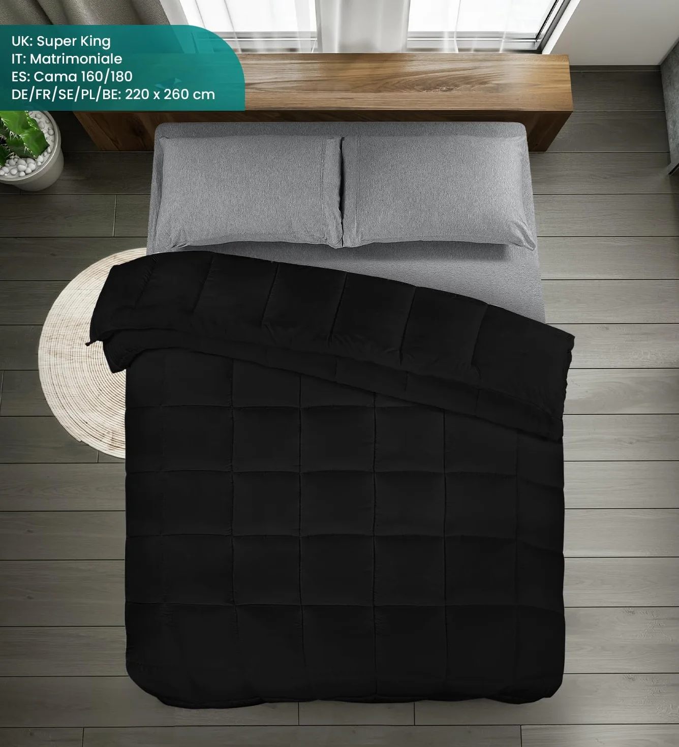 Utopia Bedding 220 x 260 cm, Całoroczna Lekka Kołdra z Mikrofibry z Wypełnieniem Poliestrowym (Czarny)