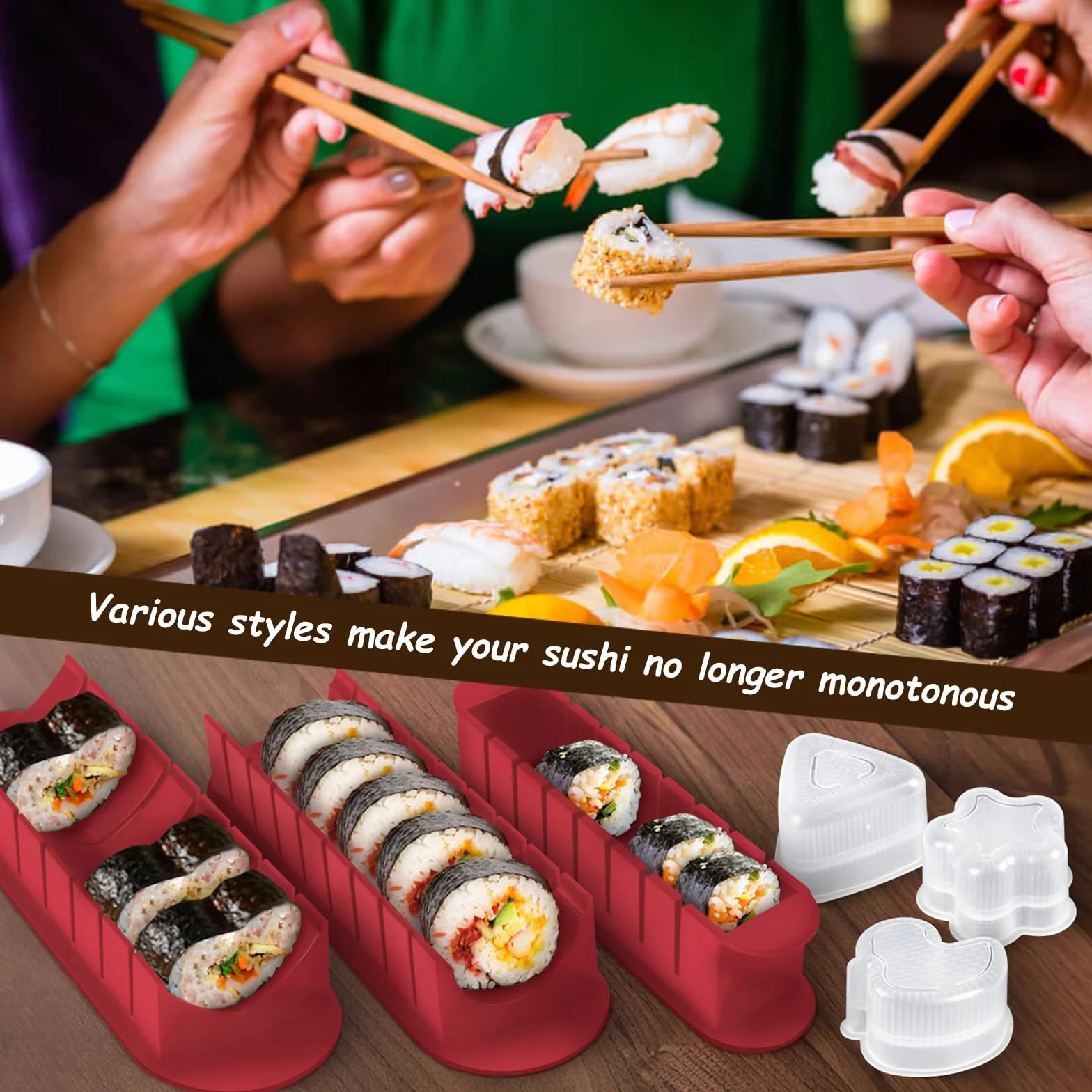 Zestaw talerzy do sushi, 20 artykułów, dla początkujących, do samodzielnego wykonania, mogą być używane jako talerze do sushitów z rolkami ryżu, widelcem, nożem, matą do rolkowania, pałeczkami