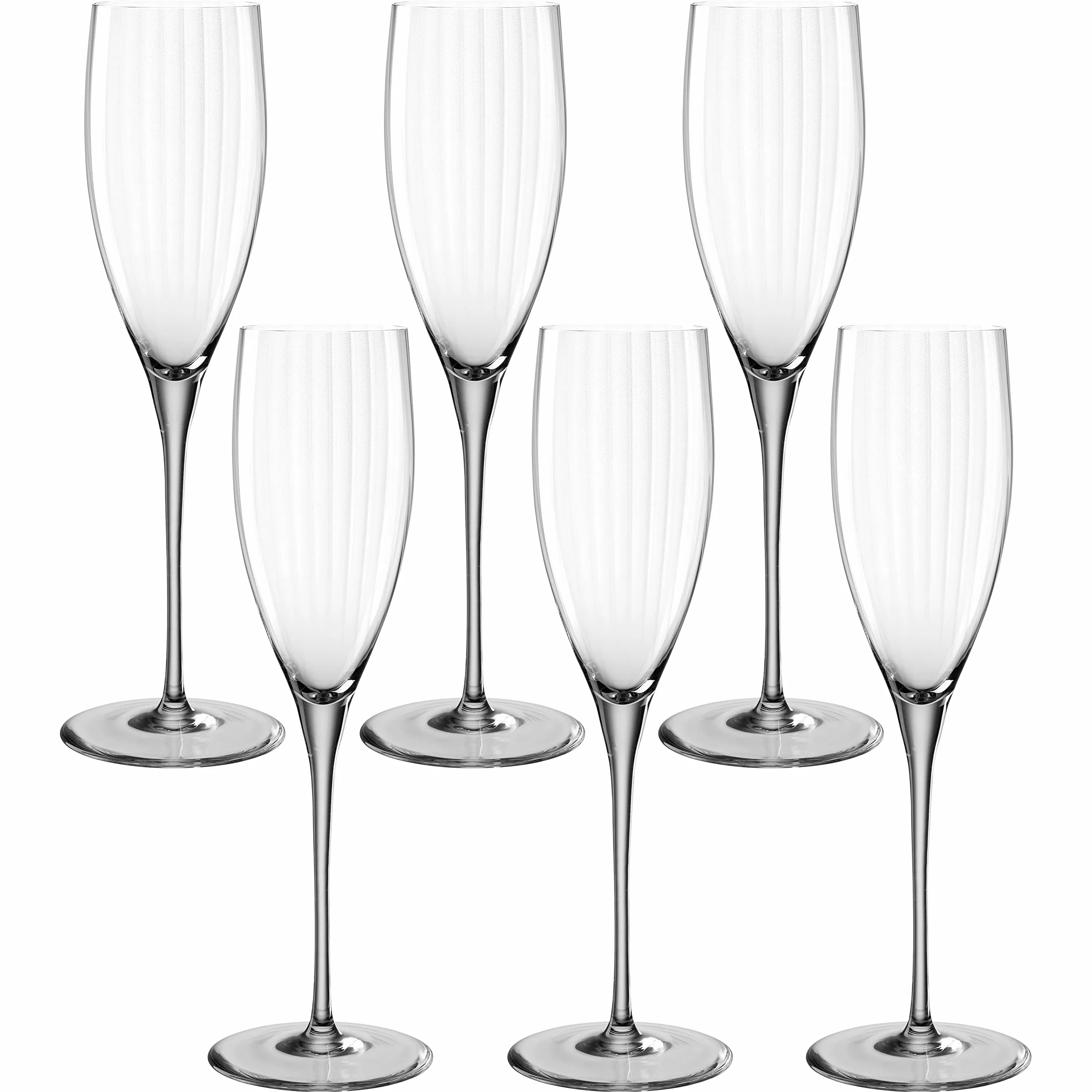 LEONARDO HOME Poesia 022381 kieliszki do szampana zestaw 6 kieliszków do szampana nadają się do mycia w zmywarce, wysokość 25 cm, 250 ml szary