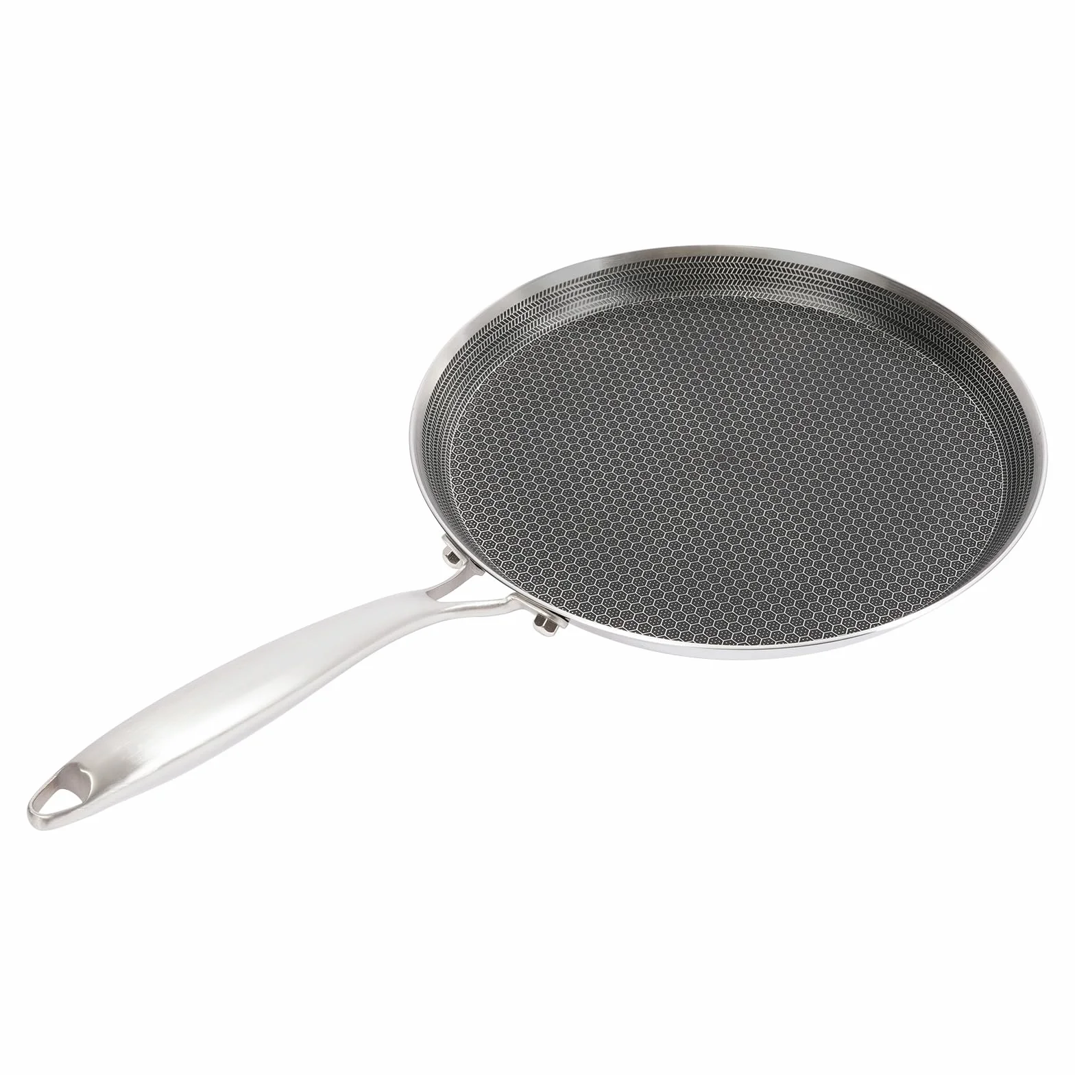 Patelnia do naleśników z powłoką nieprzywierającą, 28 cm, ze stali nierdzewnej, indukcyjna pancake o strukturze plastra miodu, uchwyt ze stali nierdzewnej, patelnia do naleśników