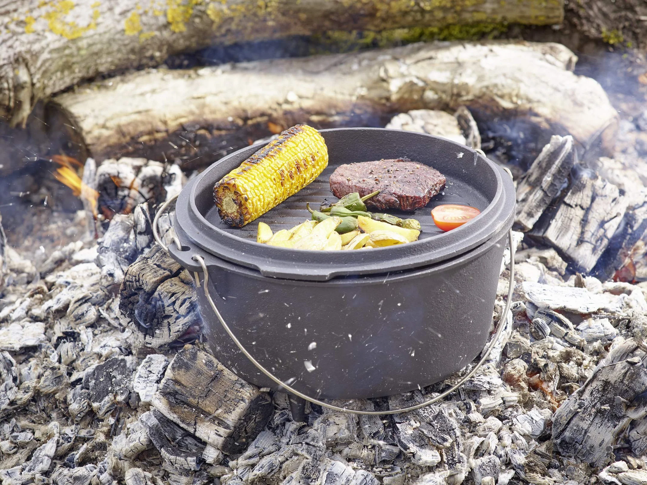 ECHTWERK Dutch Oven, garnek do duszenia, duży 31,5 x 21 cm, z żeliwa i emaliowaną powłoką, z pasującą pokrywą i uchwytem ze stali nierdzewnej, 8 litrów