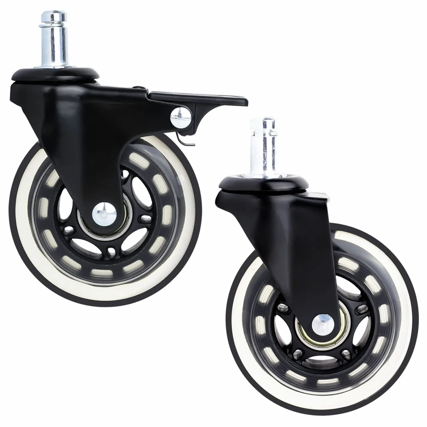 HMF 6810 kółka do twardych podłóg biurowych z funkcją hamowania, 5 sztuk, 11 mm, czarne
