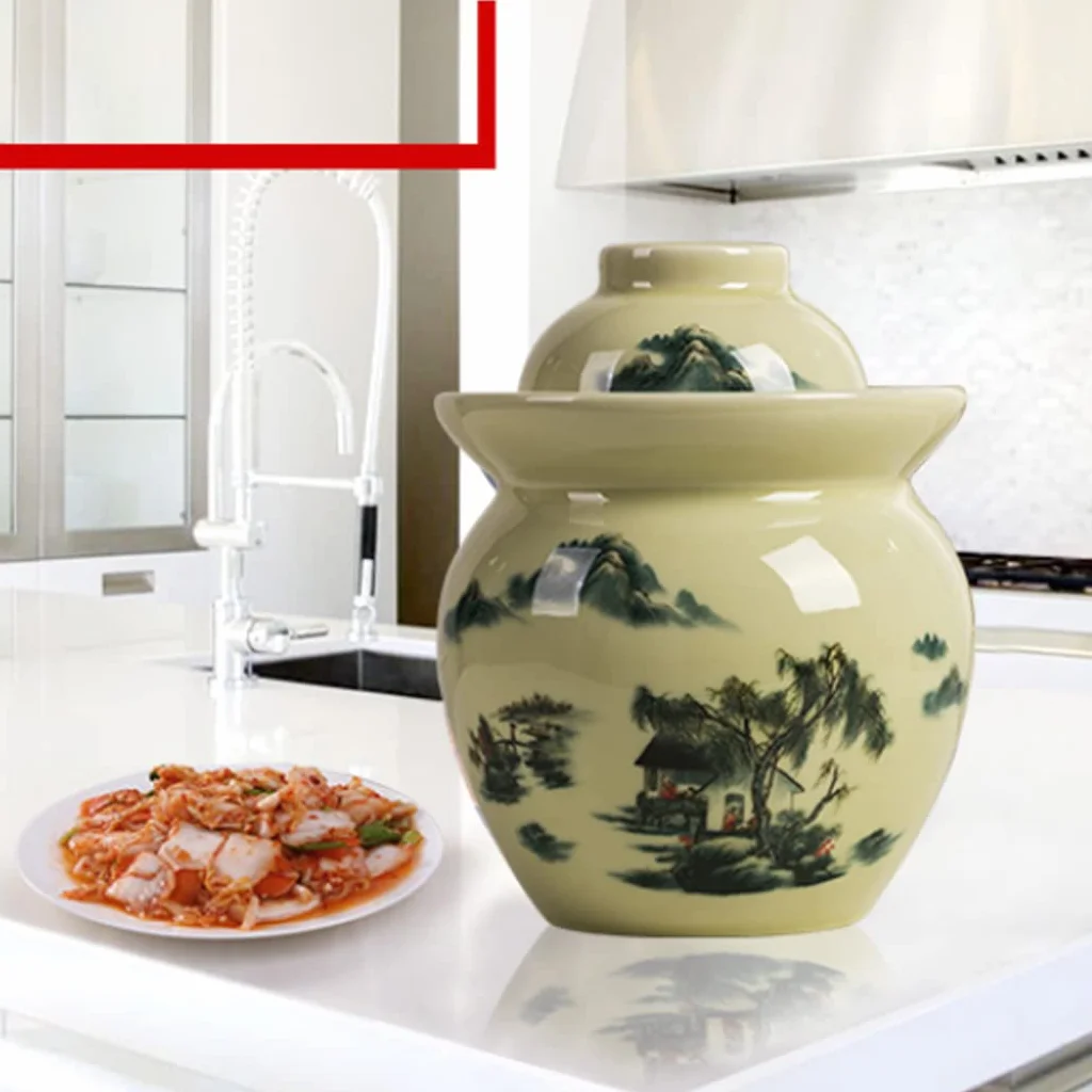 Tradycyjny chiński ceramiczny garnek do fermentacji, słoik do kiszenia z pokrywką z uszczelką wodną, duży pogrubiony ceramiczny słoik do kiszenia, pojemniki do przechowywania kimchi A-1,5 kg (B